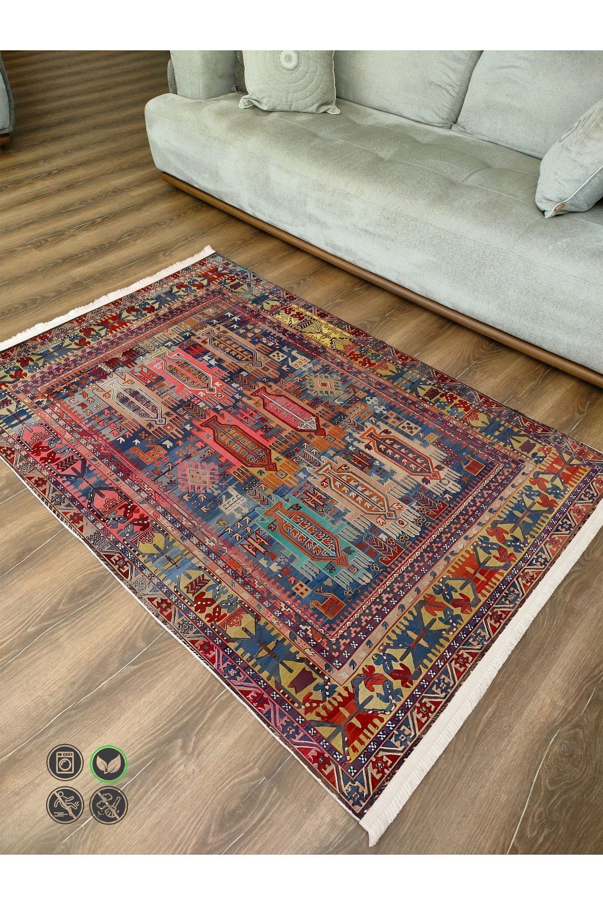 mars halı füşya Tonlarında dekoratif Kilim Salon Halısı Saçaklı Yıkanabilen Halı