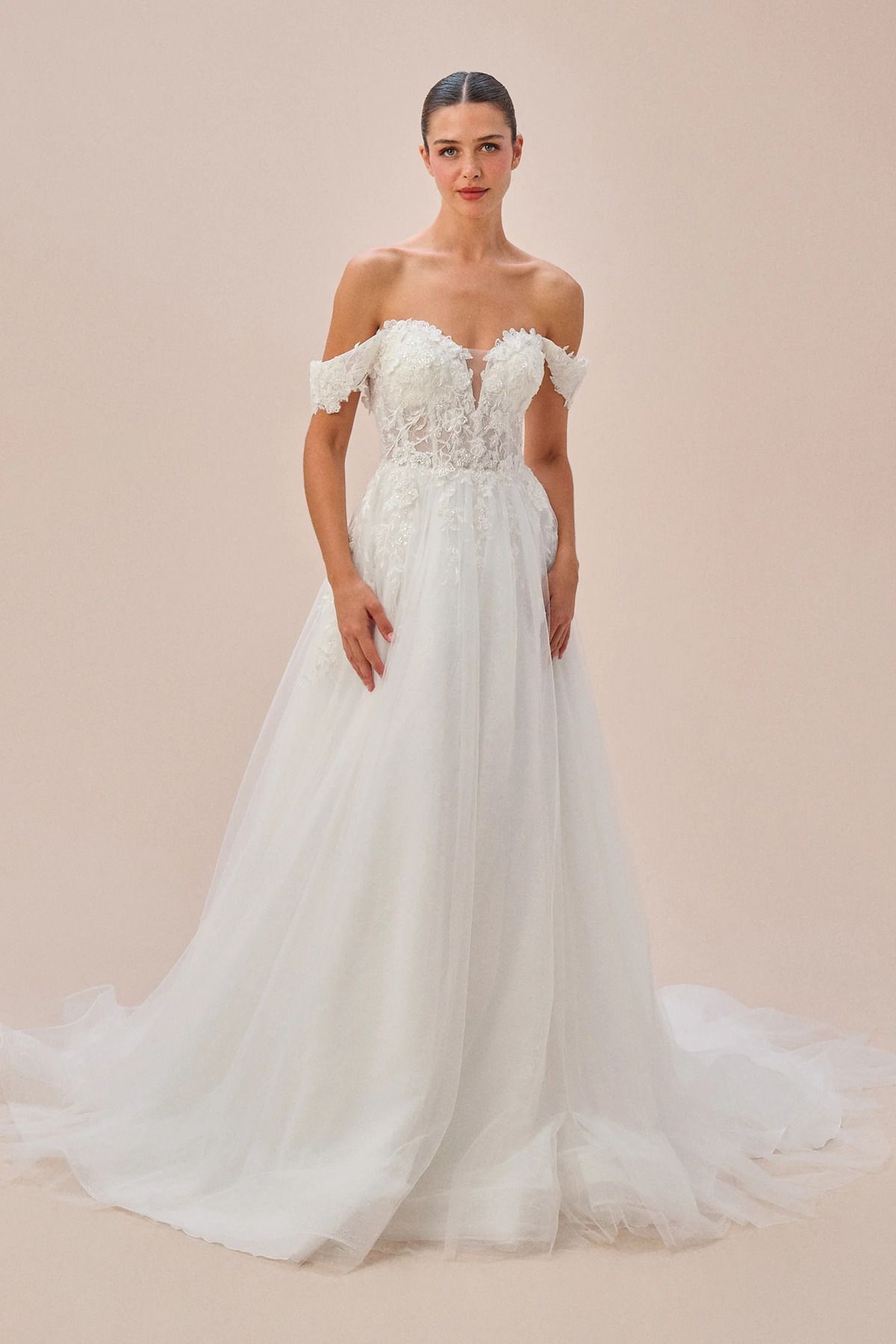 robe de mariée sans bretelles en tulle et dentelle 4xlcwg1006
