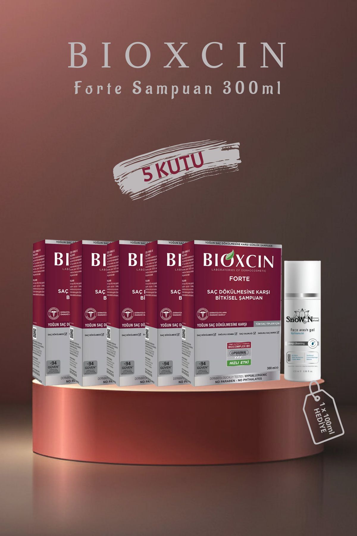 شامپو فورته انواع مو 300ML 5 عددی + ست هدیه ژل Bioxcin