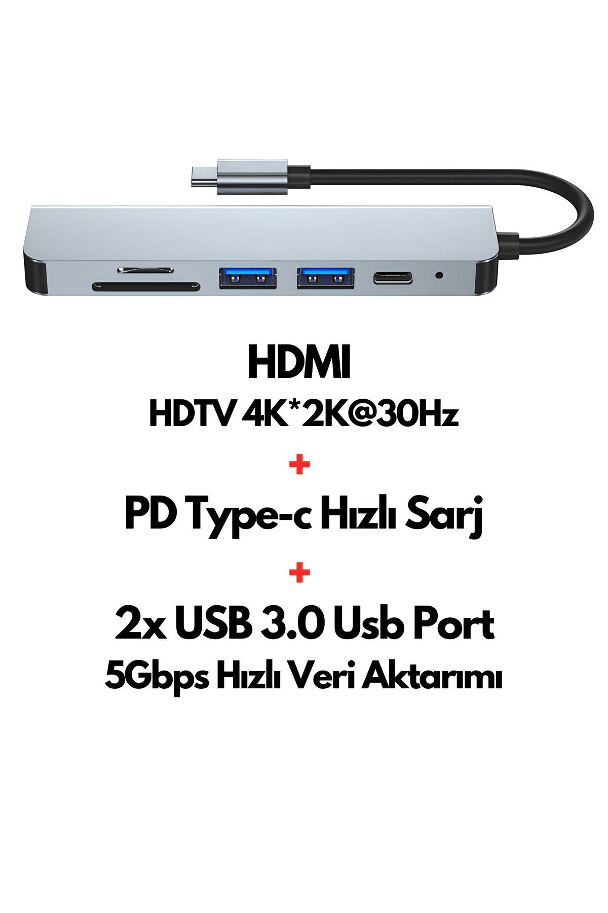 Abbruch-Macbook Air Pro Compatible 6in1 Hub to Type-C Multiplier Converter, HDMI, SD Card PD USB Multiplexer 3
