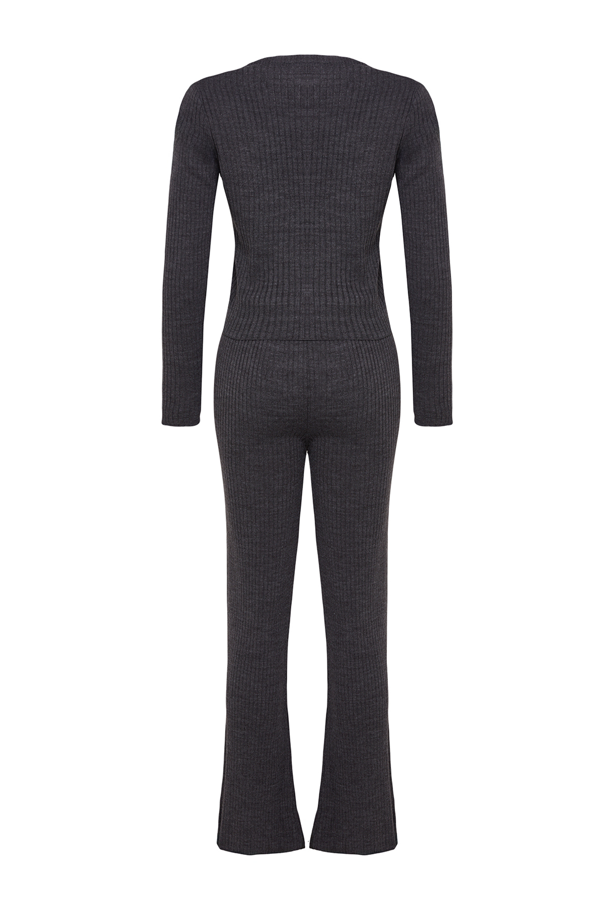 Trendyolmilla  Antrasit Fitillli Bluz Hırka Pantolon Triko Alt-Üst Takım TWOAW22AU0006 - Görsel 7