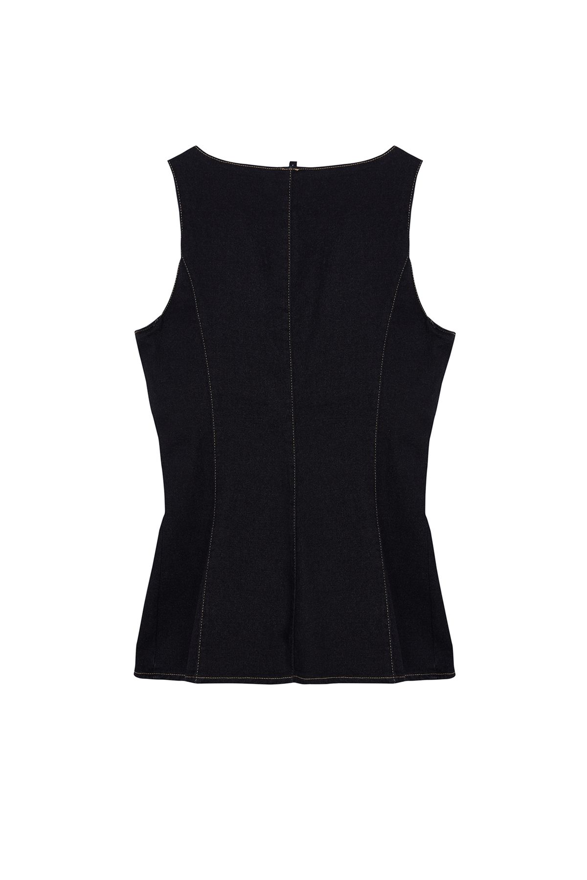 Trendyol Collection-Чорна джинсова блузка на блискавці з квадратним вирізом TWOAW25BZ00005 7