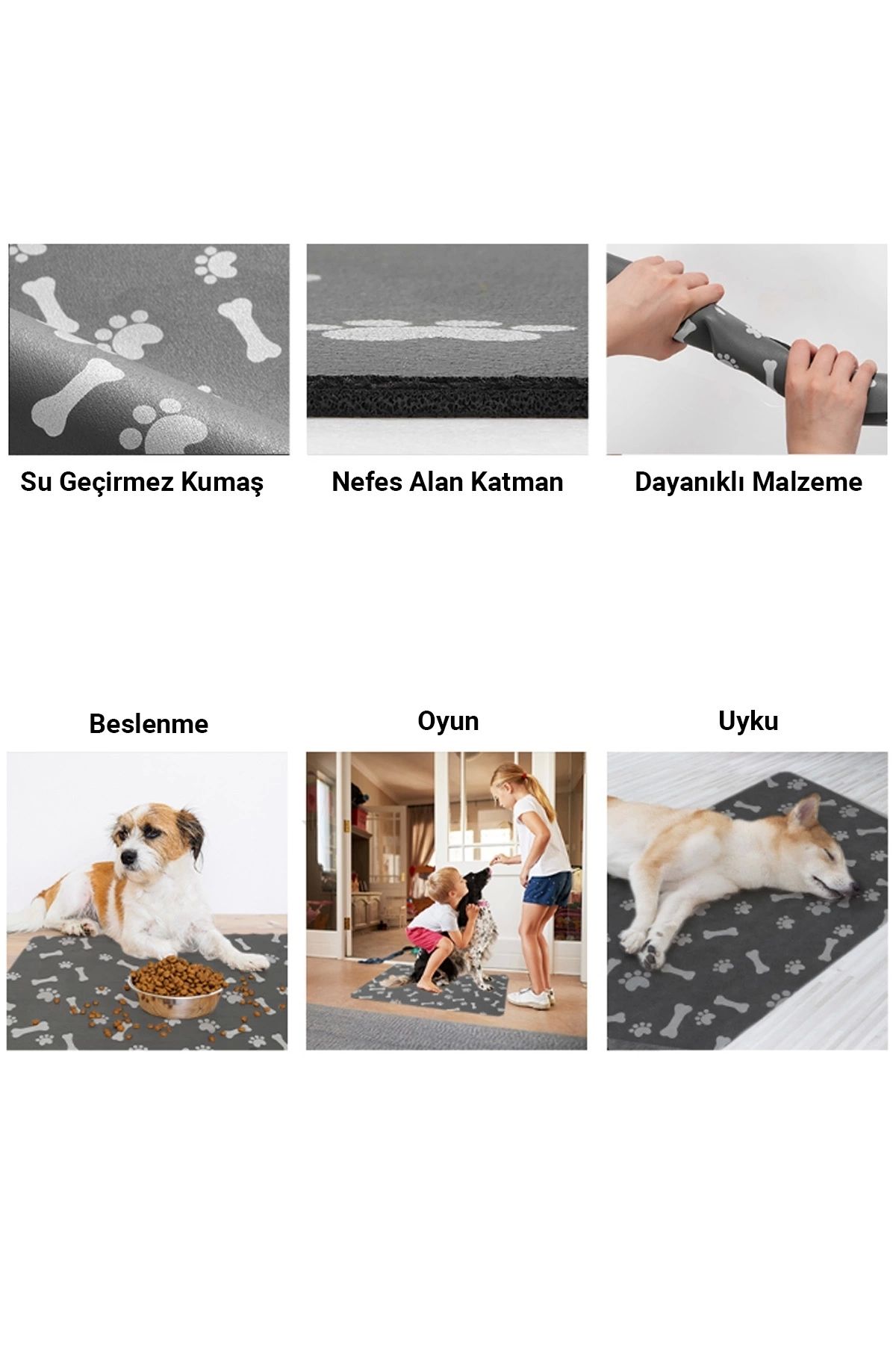 MatGo-حصيرة تغذية الحيوانات الأليفة باللون الرمادي مقاس 40 × 60 سم - حصيرة طعام للقطط والكلاب 6
