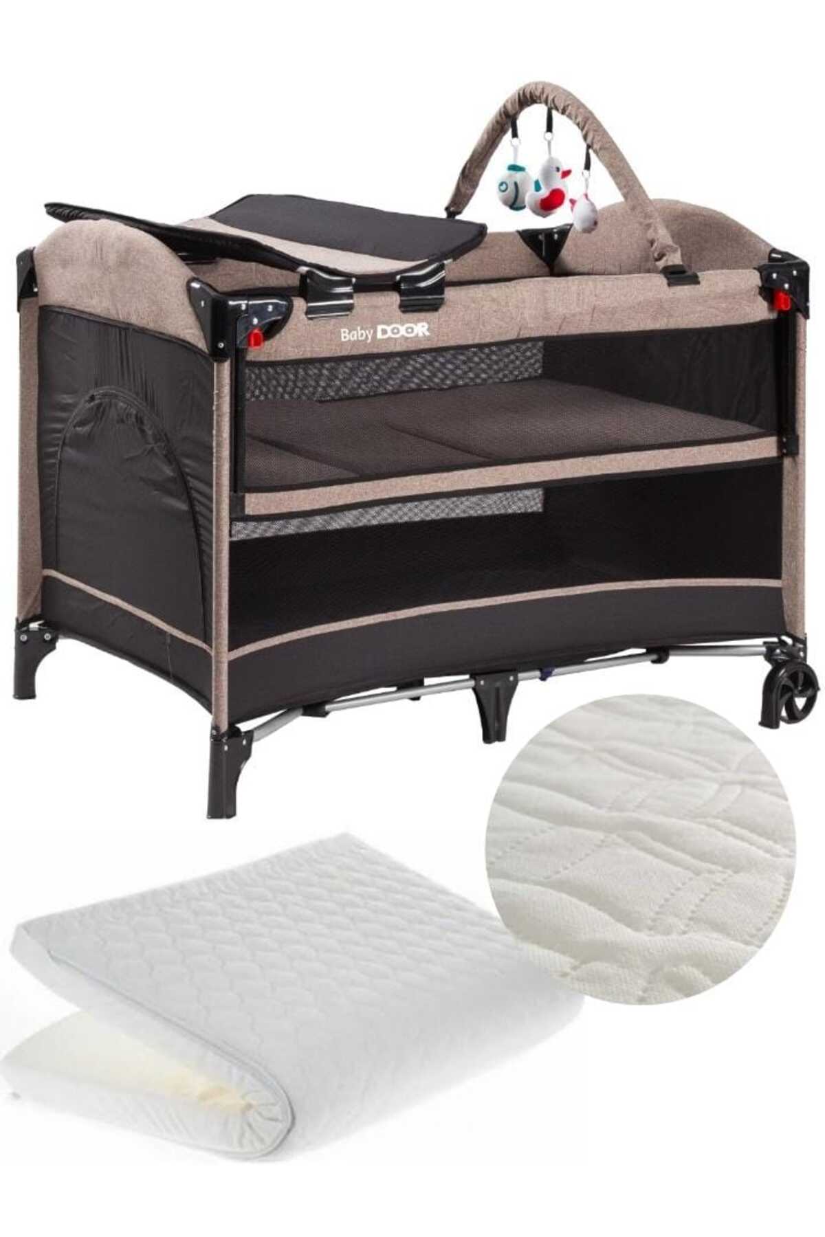 babydoor 2052 Madre Pro Oyun Parkı 70x110 Cm Bebek Beşik Yatak Hediyeli Kahverengi