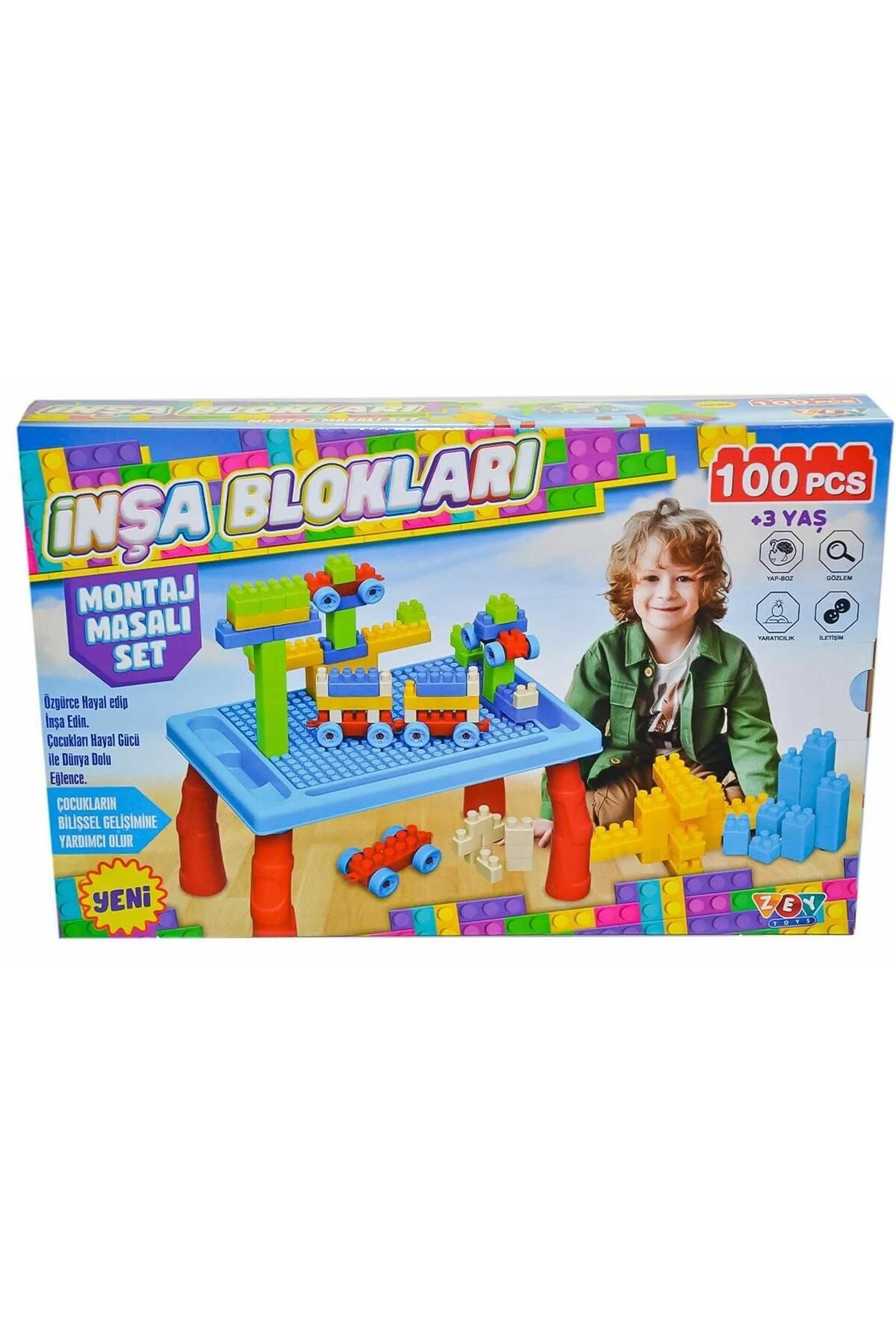 Sole-100 Piece Block Building Activity Game Set with Table 5