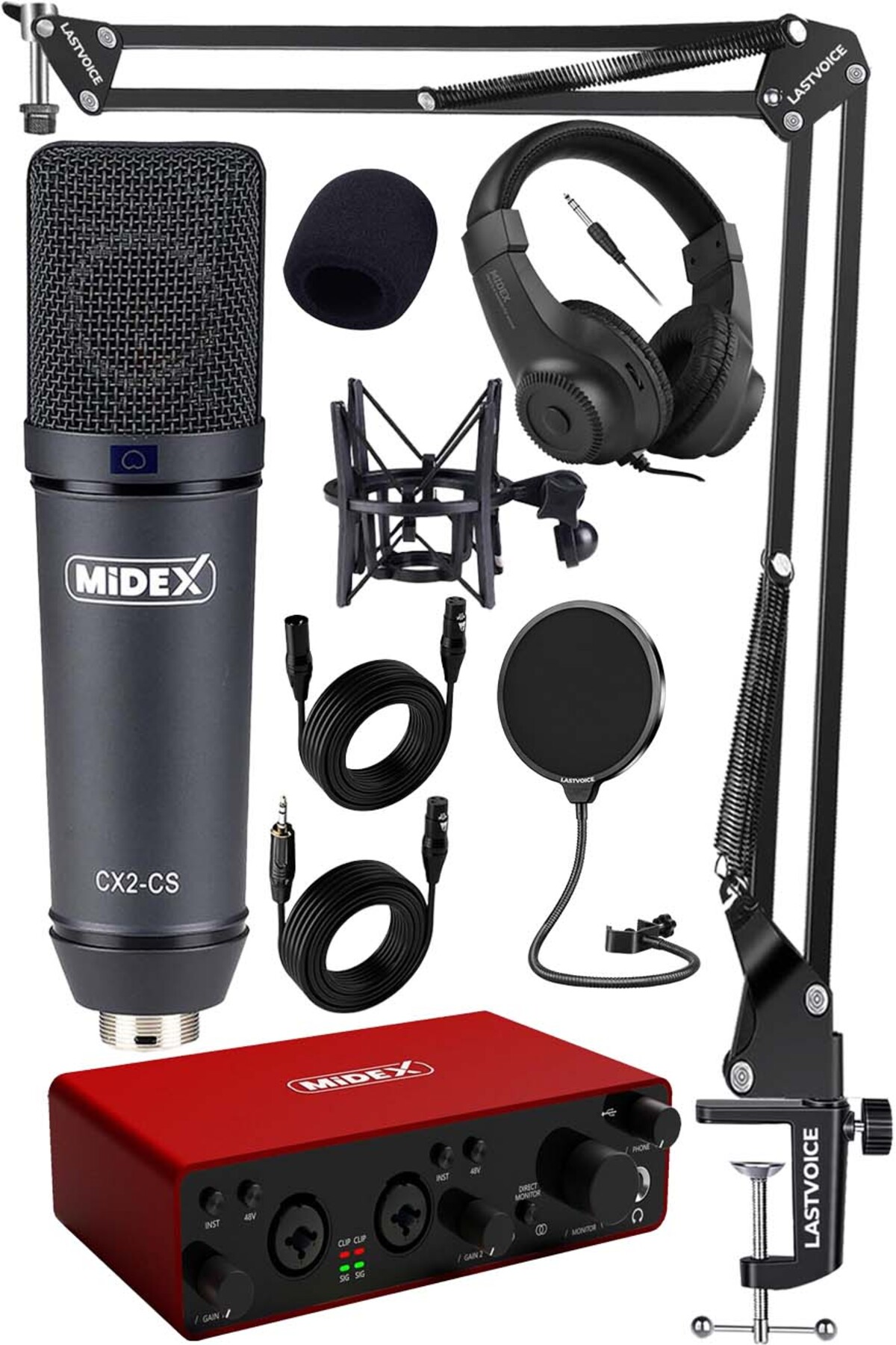 Midex Stüdyo Ekipmanları Exclusive Paket-4 CX2 Mikrofon GLX-800