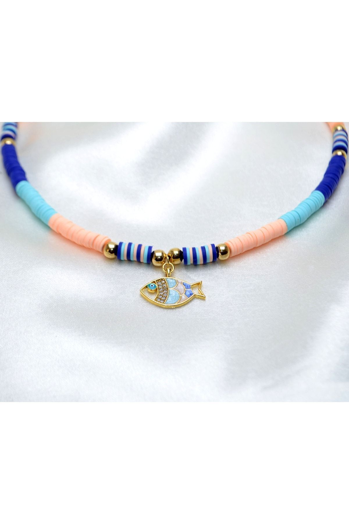 Y&M PERLA ACCESSORİES-Women's Blue Fish Fimo Necklace 2