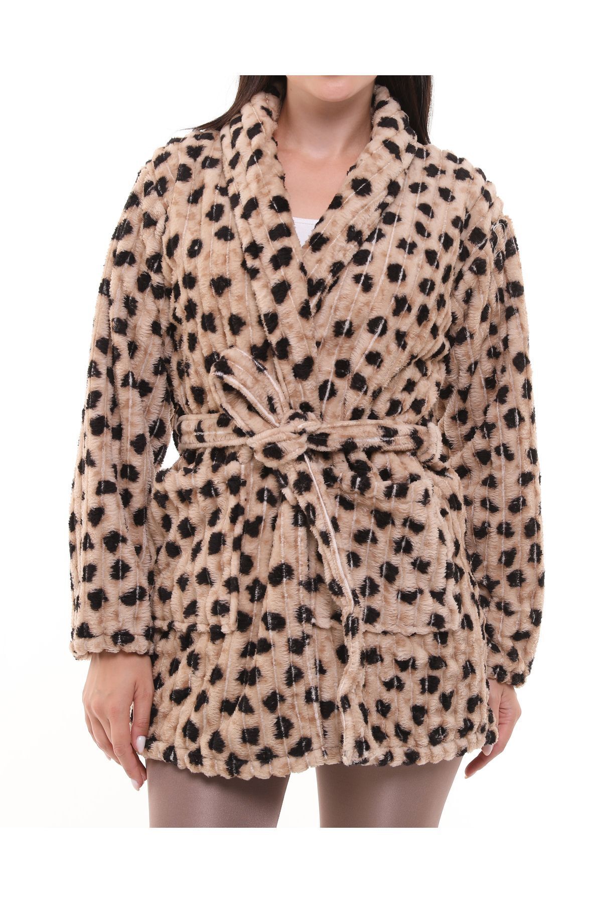 Lunaberry Ultra Soft Women s Welsoft Fleece Plush Leopard Pattern Belted Dressing Gown Trendyol