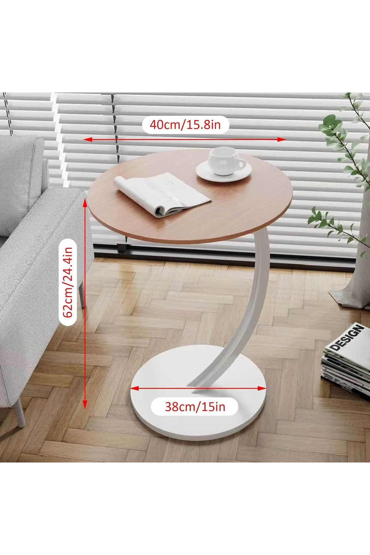 DubaiGallery Round Side Table C Shaped - Small Coffee Table - Sofa Side