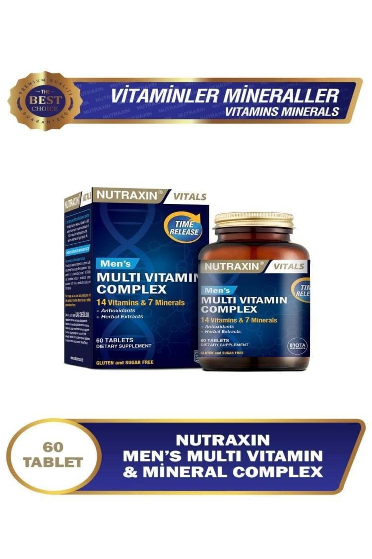 مولتی ویتامین Nutraxin کمپلکس مردانه 60 قرص SKT2026 + پاک کننده صورت 100 میلی لیتر هدیه اورجینال - تصویر 1