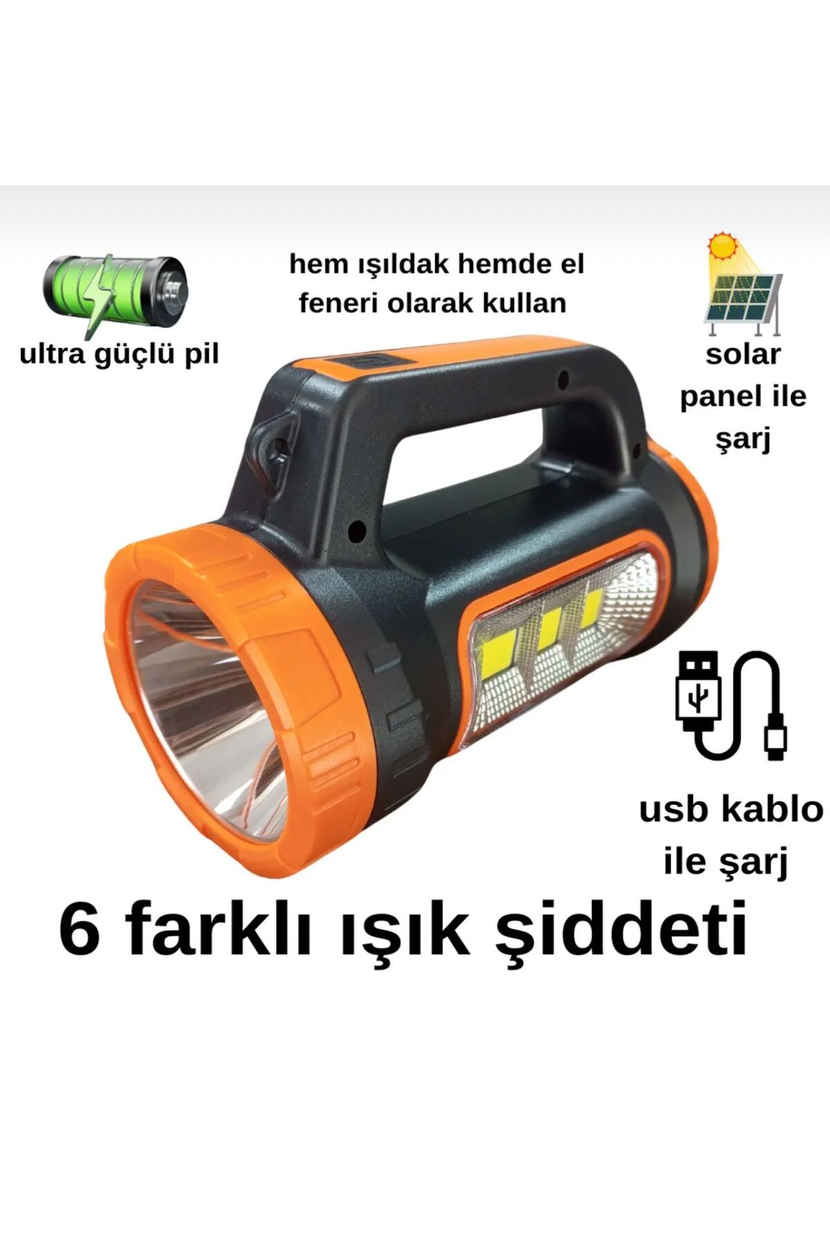 新米ENDER EMİN ENSAR HOME 3w 15w Solar Şarjlı Led El Feneri Işıldak