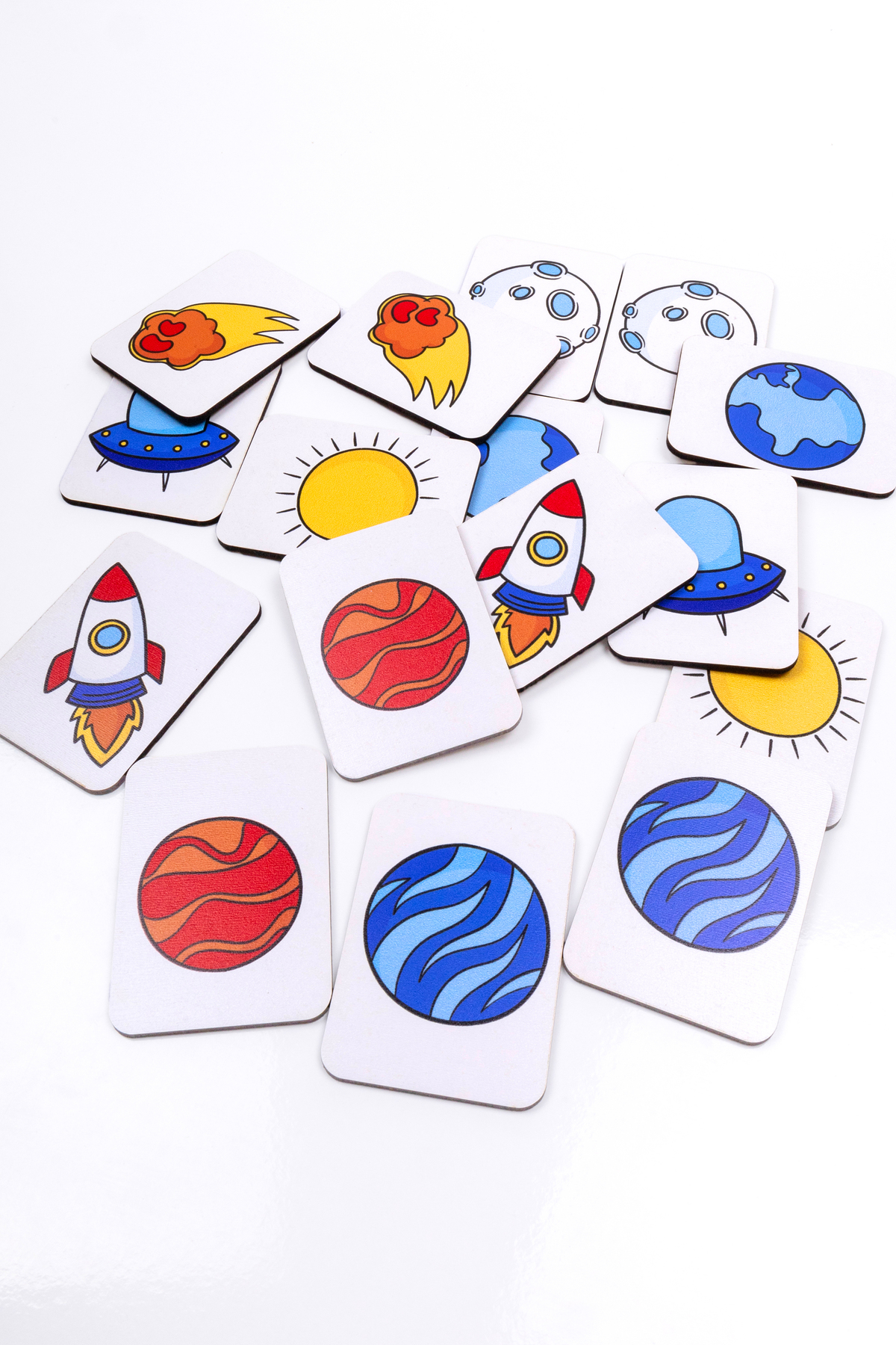 کاوش در دنیای اسرارآمیز فضا - کارت‌های جورکردنی چوبی برای کودکان مهدکودک و پیش‌دبستانی