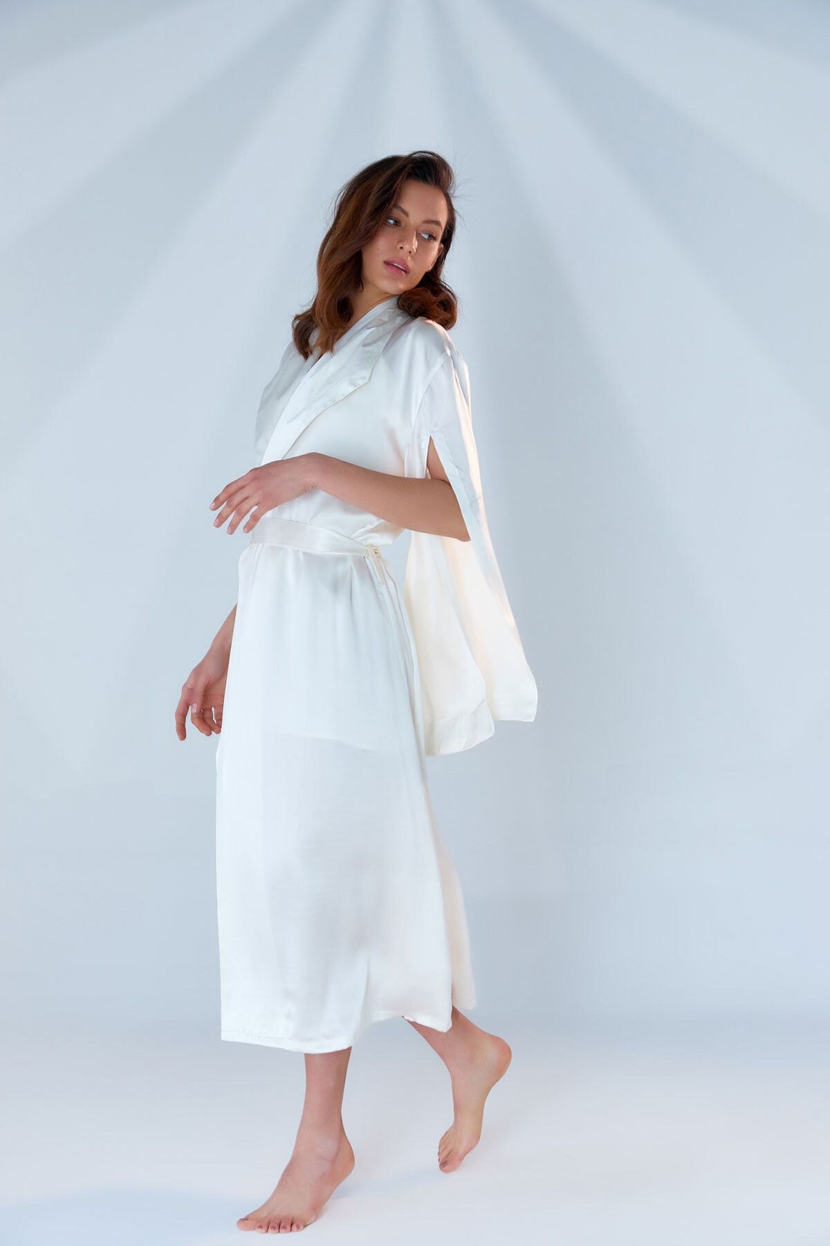 zau 2 Parça %100 Ipek Sabahlık Ve Gecelik Elbise Çeyiz Seti