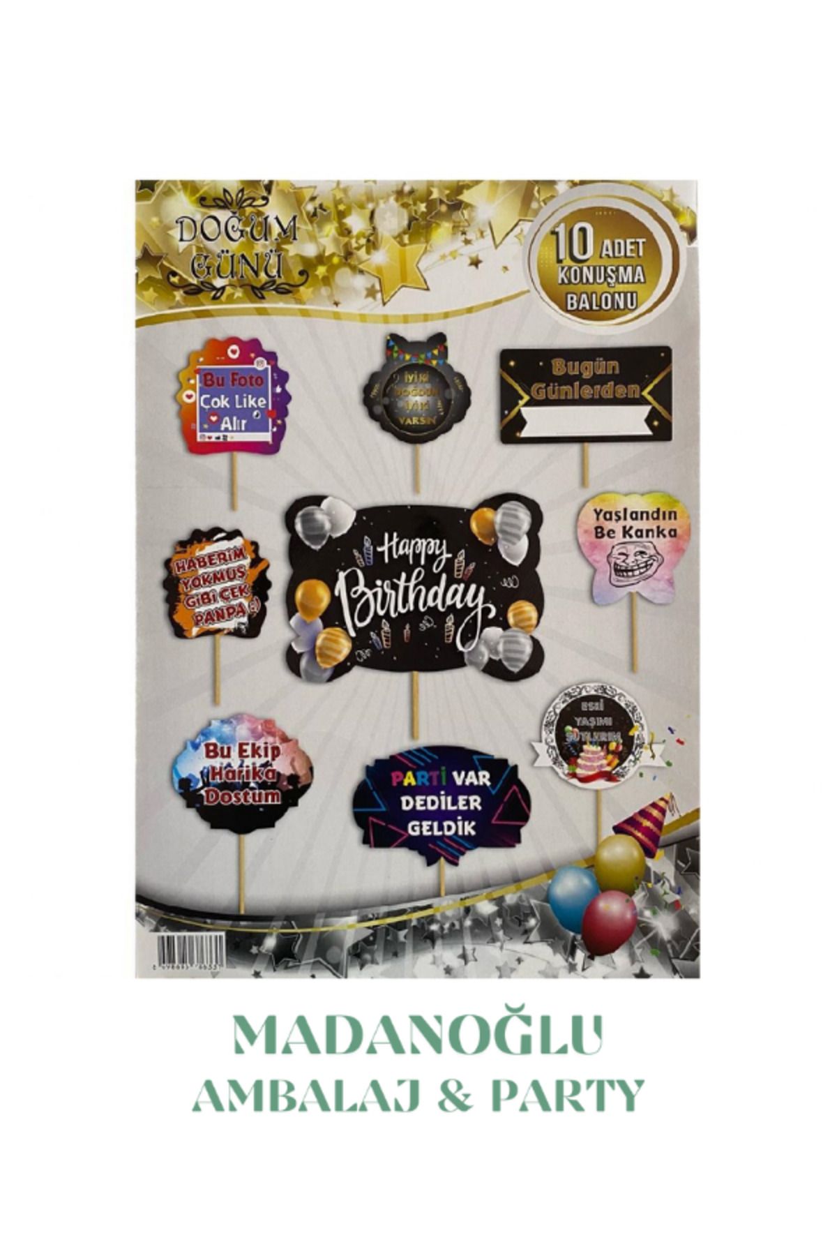 Madanoğlu ticaret Siyah Konsept Konuşma Balonu 10 lu paket