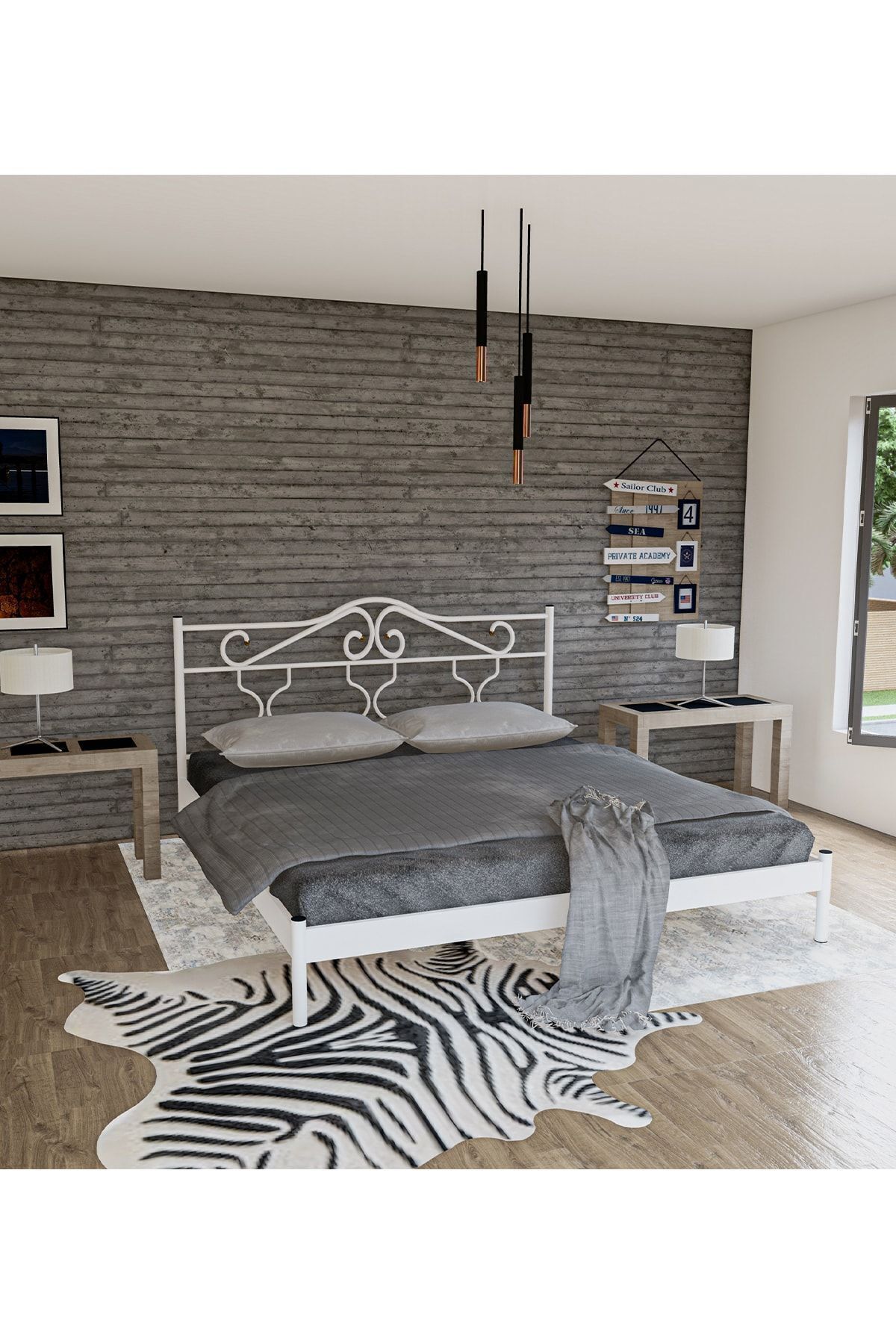 Gm 301 Gold Duplex Metal Bedstead White 160x200