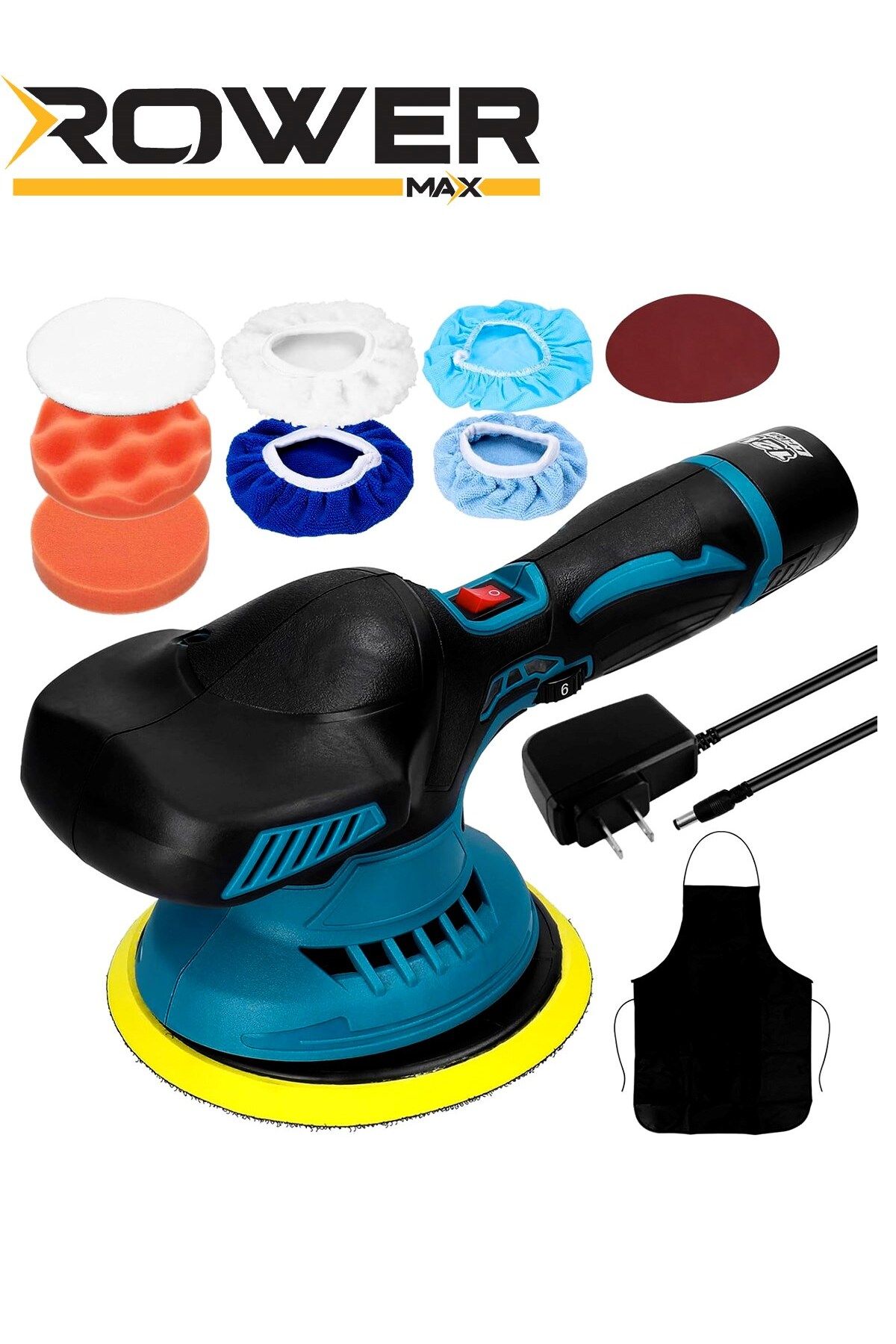 ROWERMAX Çift Akülü Orbital 18V Lityum 2x Batarya 6 Devir Ayarlı Detay Pasta Cila Zımpara Polisaj Ma