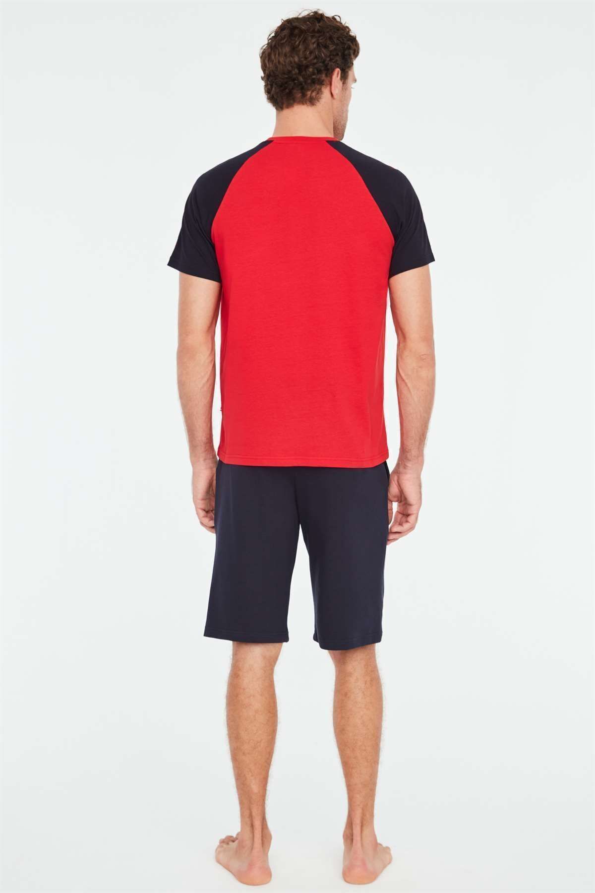 ست پیژامه قرمز مردانه شورت تیشرت اورجینال U.S. Polo Assn.