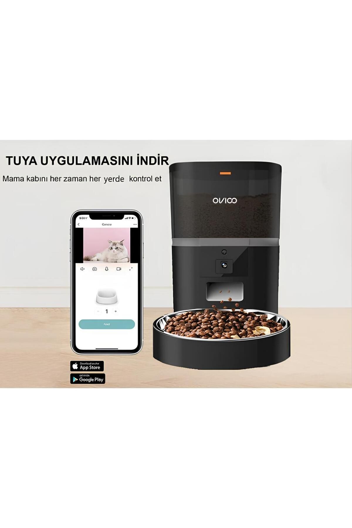OVIOO-QQ005 6lt - Stainless Bowl Cat and Dog Feeder with Camera and Wifi Connection 3