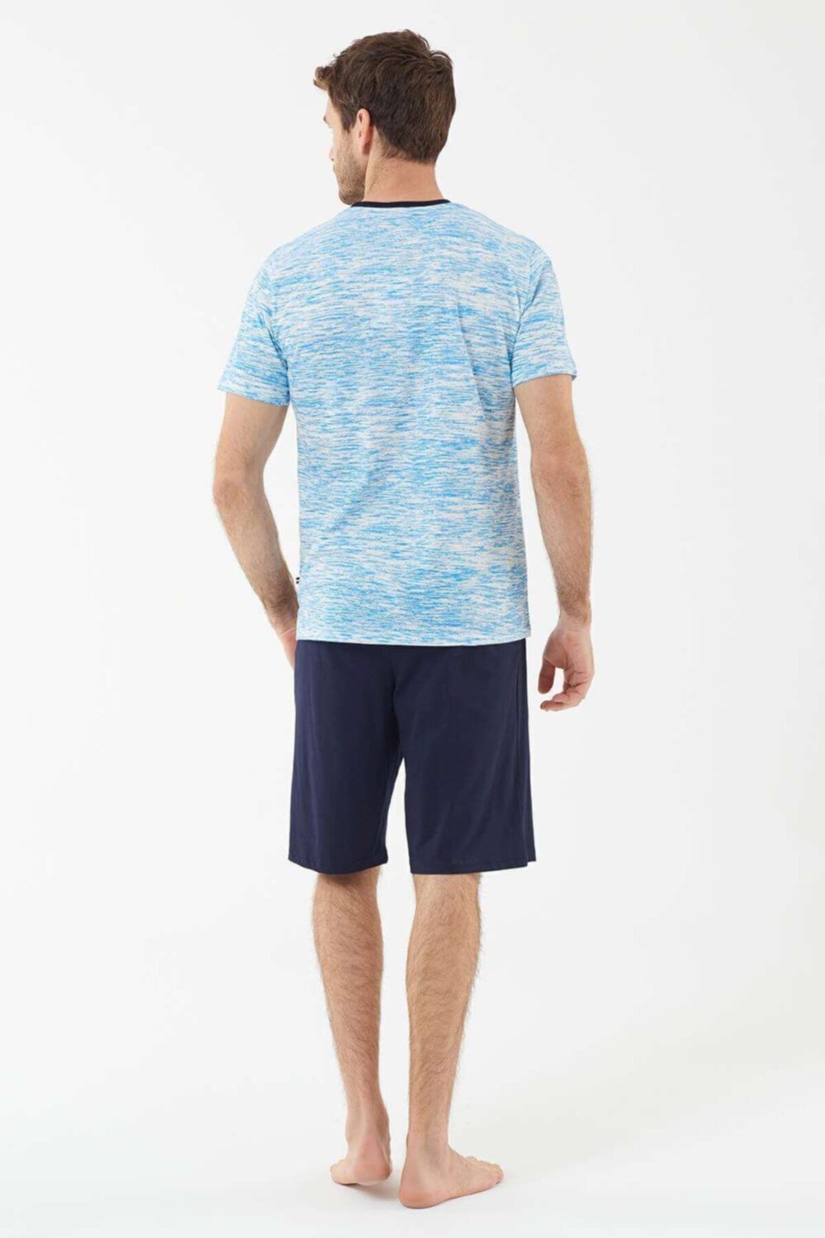 ست پیژامه آبی مردانه شورت تیشرت اورجینال U.S. Polo Assn.