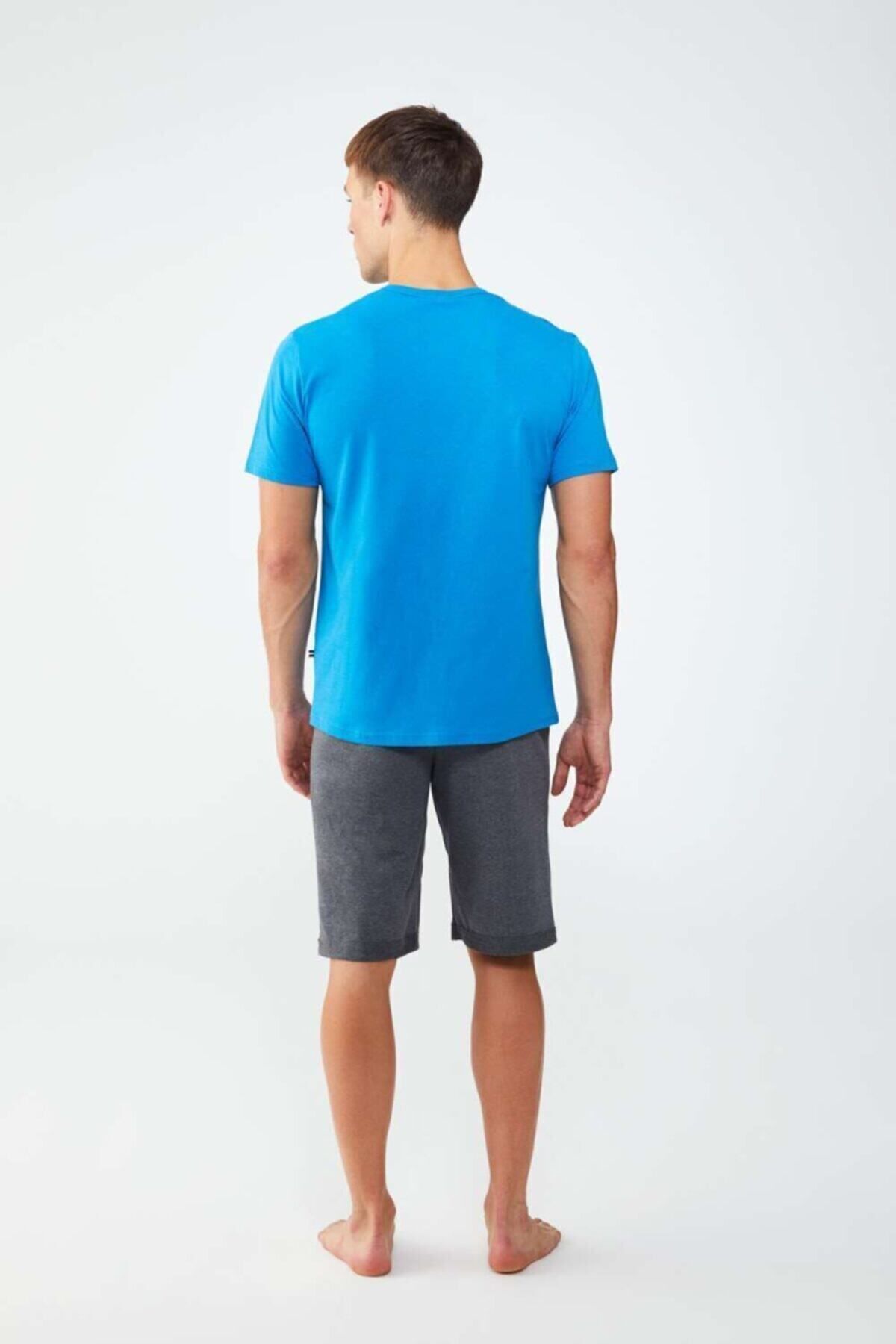 ست پیژامه آبی مردانه تیشرت فیروزه ای اورجینال U.S. Polo Assn.