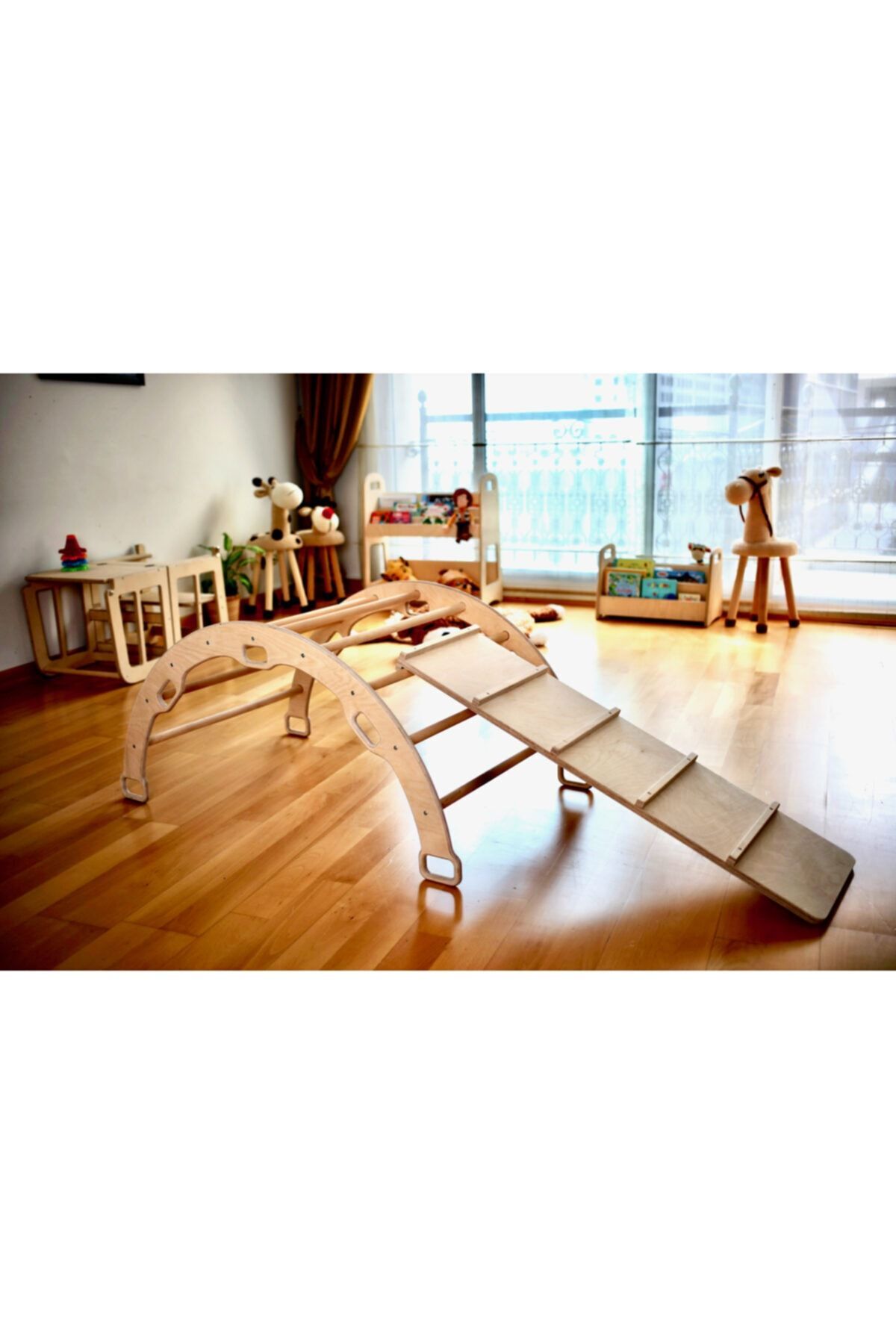 KIDOPPO Pikler Tırmanma Seti | montessori Ahşap Dönence Ve Kemer Yastığı | kemer & Merdiven Rampa & Yastık fotoğrafı 2 (önizleme)