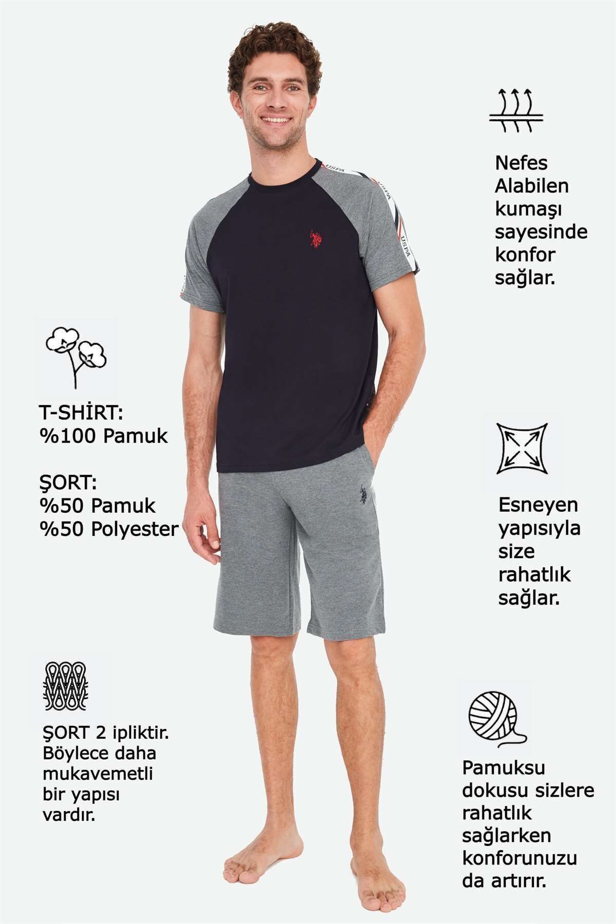 ست پیژامه آبی مردانه تیشرت سرمه ای U.S. Polo Assn.