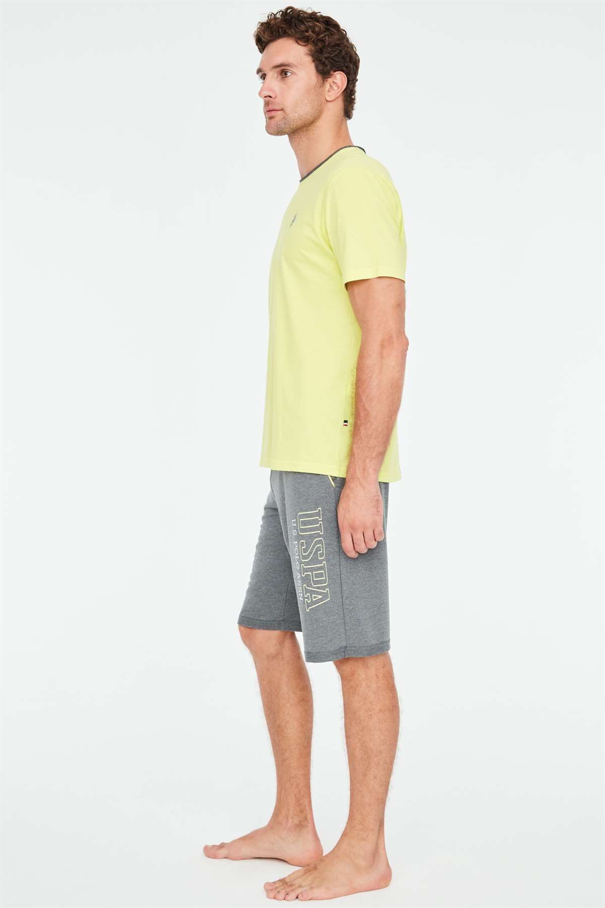 ست پیژامه زرد مردانه تیشرت نئون اورجینال U.S. Polo Assn.