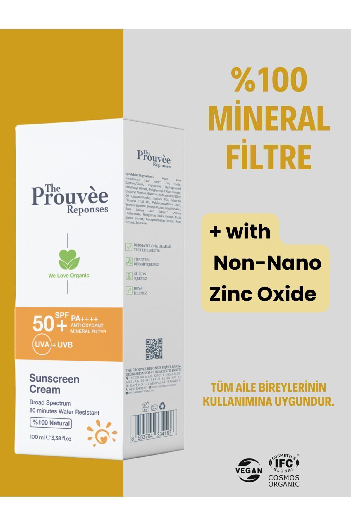 The Prouvee Reponses %100 Doğal 50+SPF Yüz Vücut Organik Güneş Koruyucu Krem 100 ml fotoğrafı 3 (önizleme)