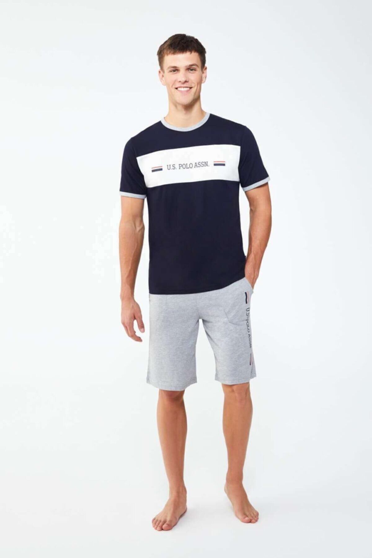 ست پیژامه آبی مردانه تیشرت سرمه ای U.S. Polo Assn.