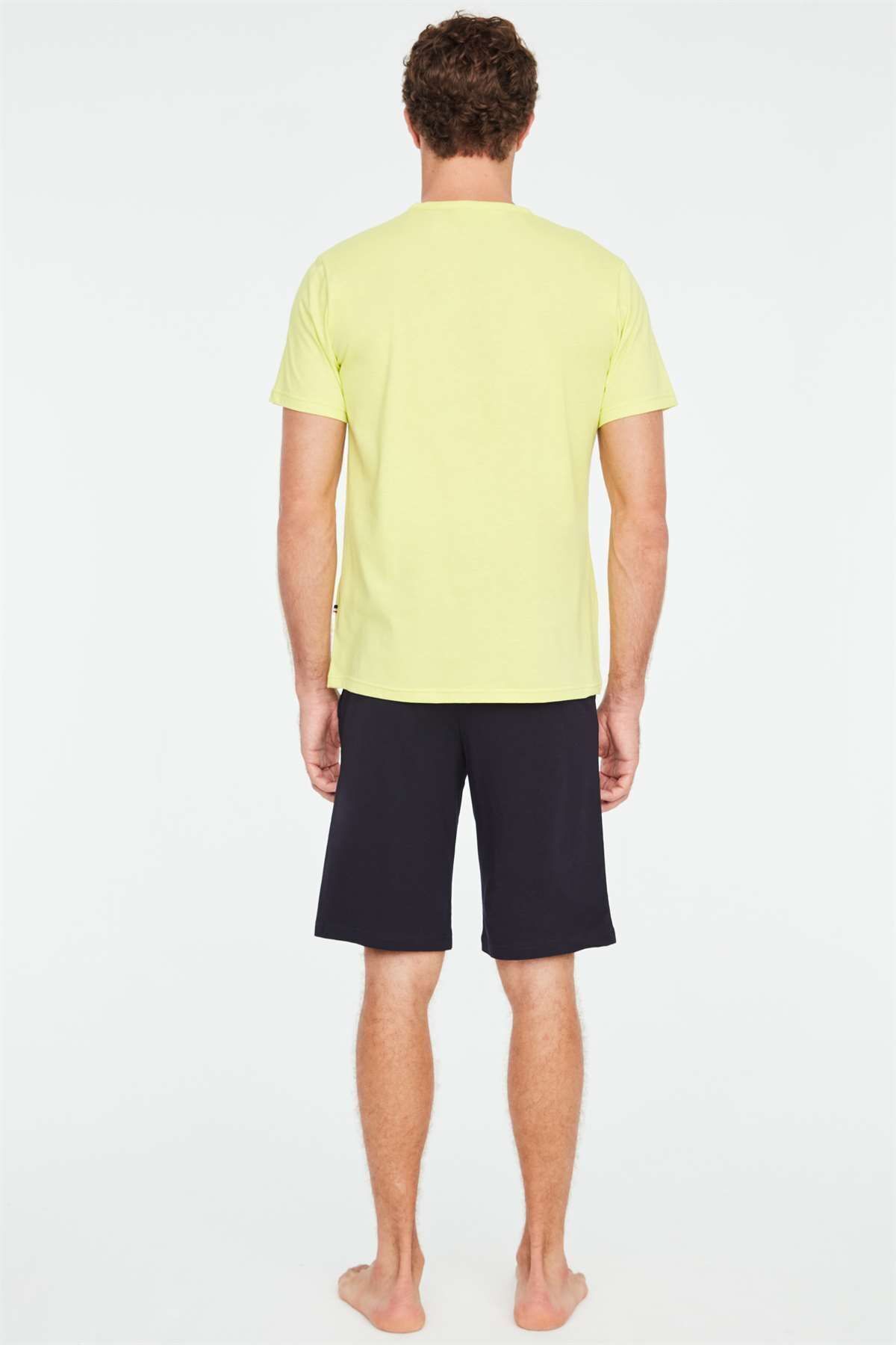 ست پیژامه زرد مردانه شلوارک تیشرت اورجینال U.S. Polo Assn.