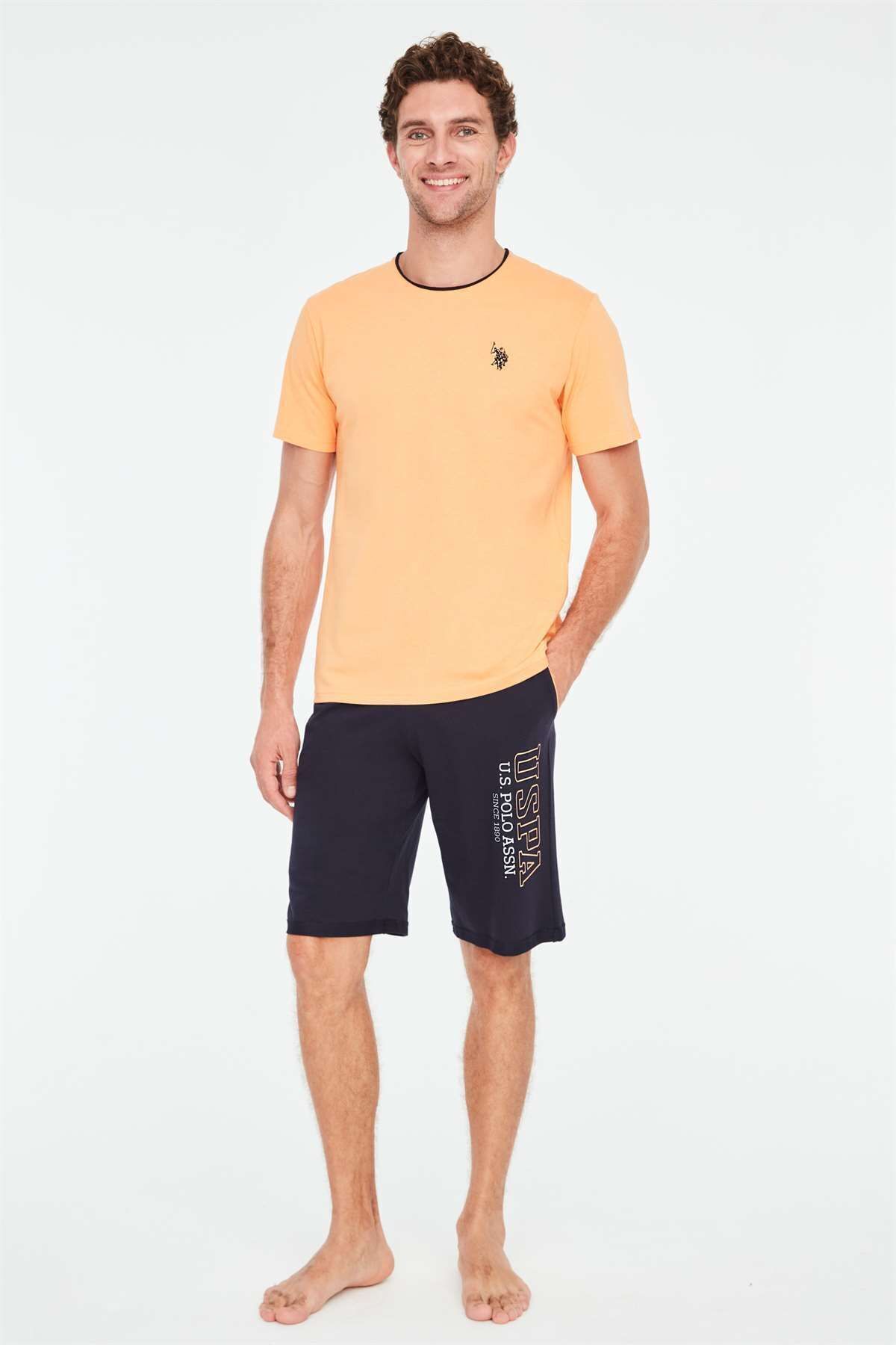 ست پیژامه نارنجی مردانه تیشرت اورجینال U.S. Polo Assn.