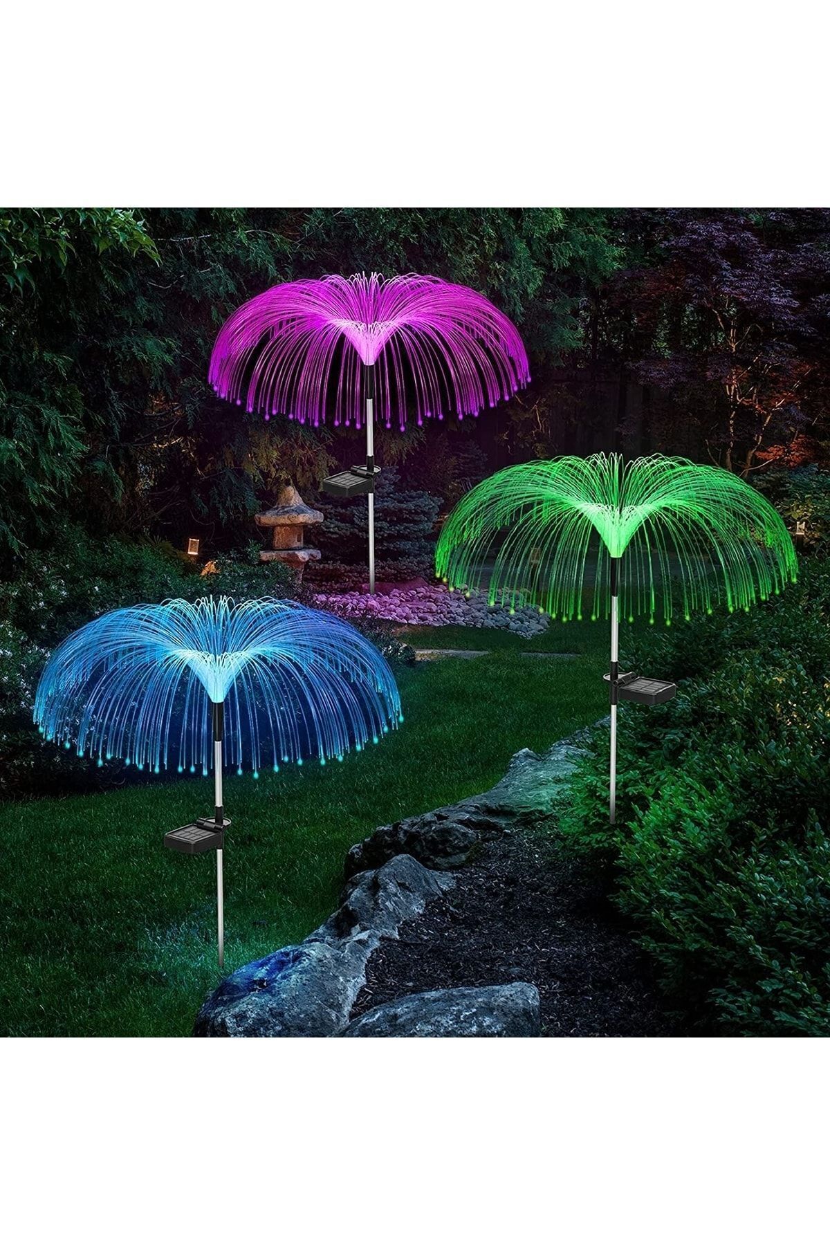 Zigver Güneş Bahçe Solar Işıkları, Fiber Optik Işık, Aydınlık, Şarj, Ve Plug-in Çim Bahçe Dekoratif Işık
