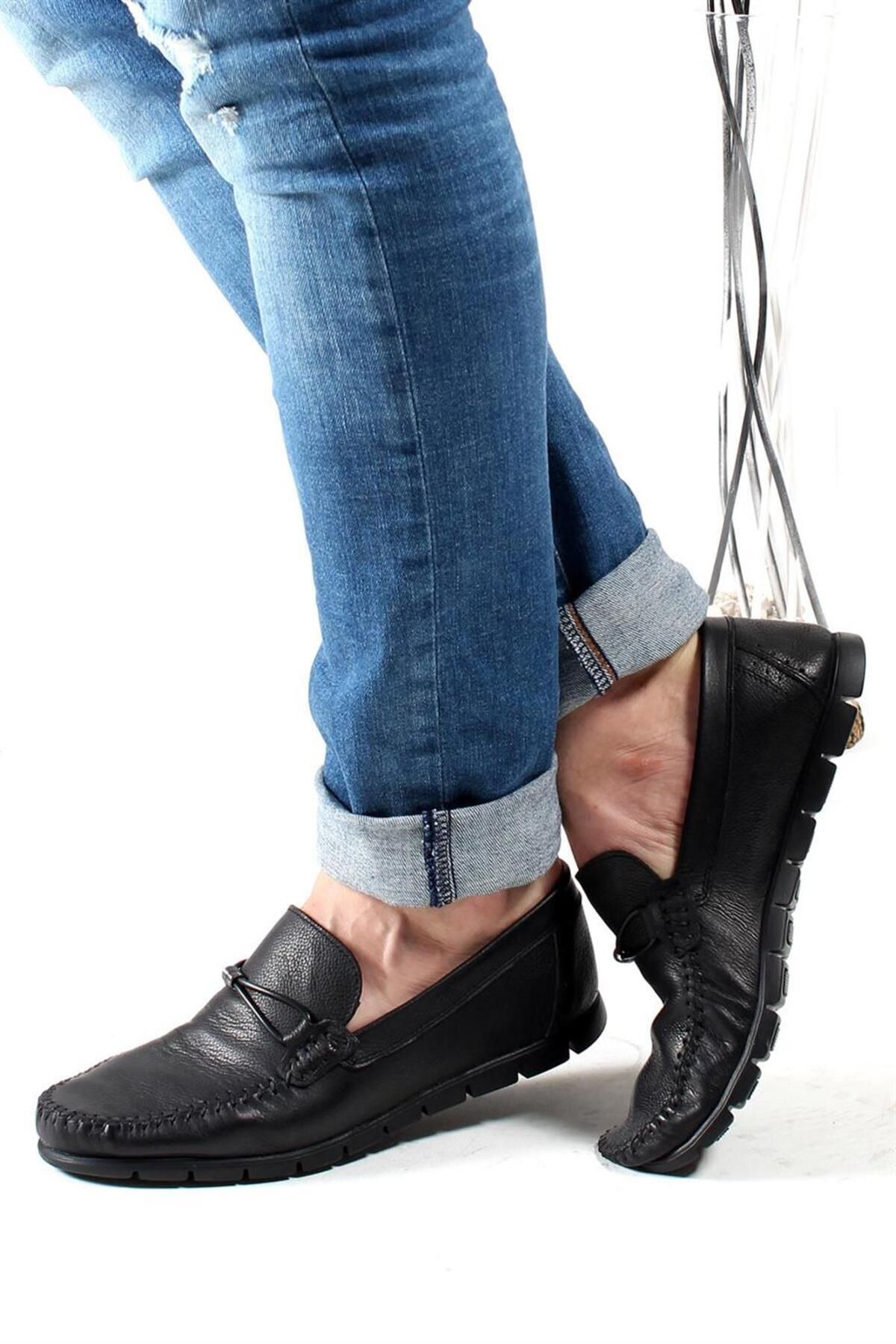 FAST STEP-Genuine Leather Black Men's Loafer Shoes 783ma44duz 1
