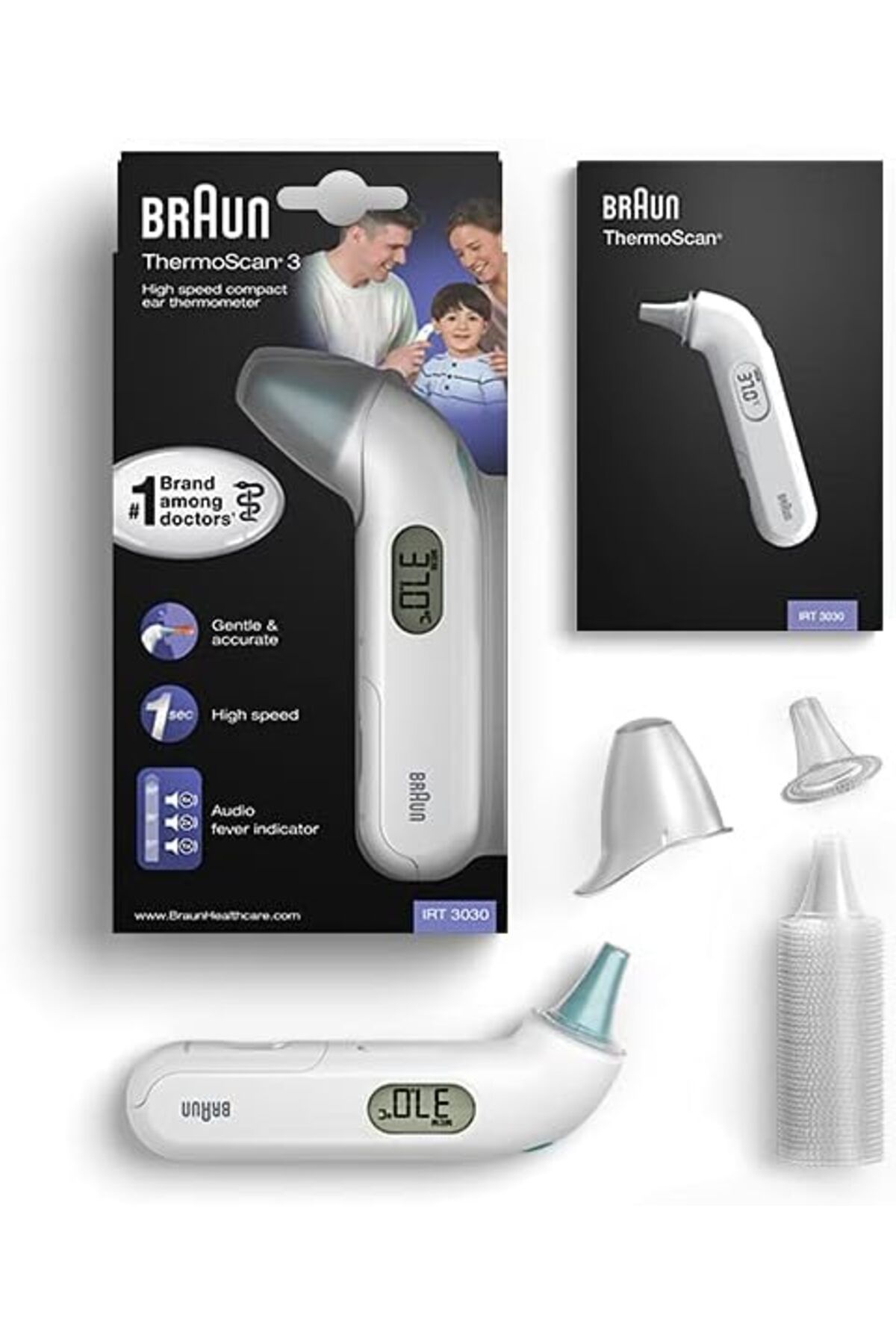 Braun-Thermoscan 3 Thermometer 1sec reading, Audio Fever indicator, LCD, Auto shut-off - IRRT 3030 6