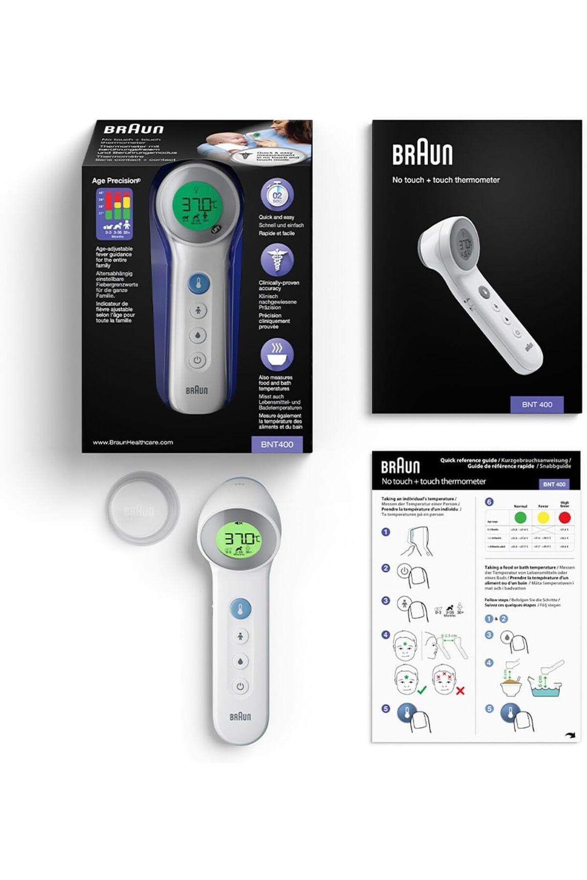 Braun-No Touch Thermometer Fast 2 second reading, Age precision, Back light, Silent mode - BNT400 6