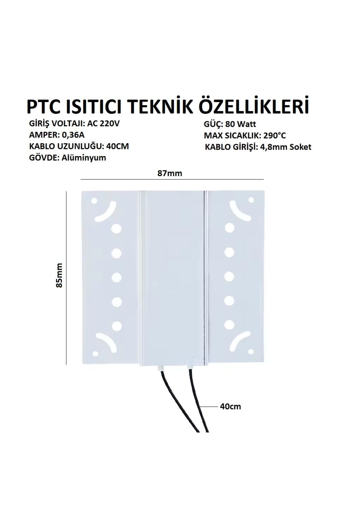 220V 80Watt PTC Plate Isıtıcı 2