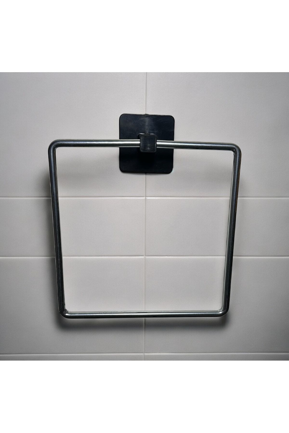 Square Adhesive Chrome Plated Square Towel Rack Bath Towel Square Practical Hanger