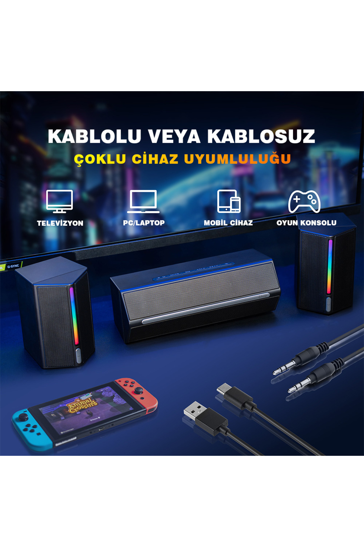Fifine Ampligame A22 RGB USB 2+1 Bluetooth Gaming Bilgisayar