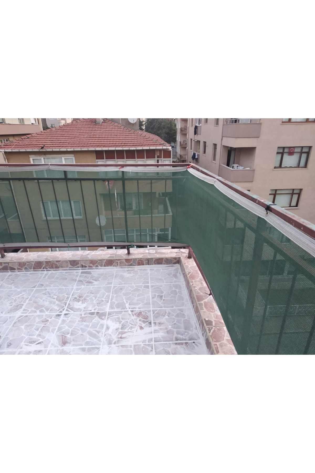 Yüzde 55'lik Yeşil Gölgelik File - 1*12 Metre - Branda - Çit Filesi - Şeritli Halkalı 4