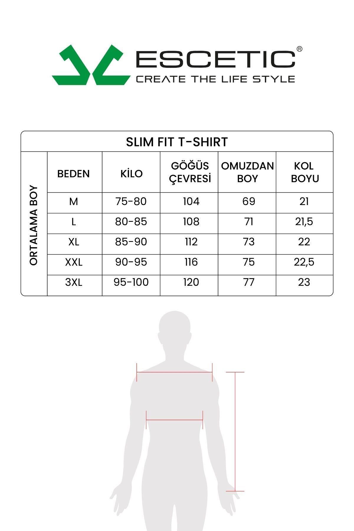 تی شرت ورزشی مردانه قهوه ورزش صفر یقه تنفس پارچه پنبه ای مرسوم SLIMFIT T0095 Escetic