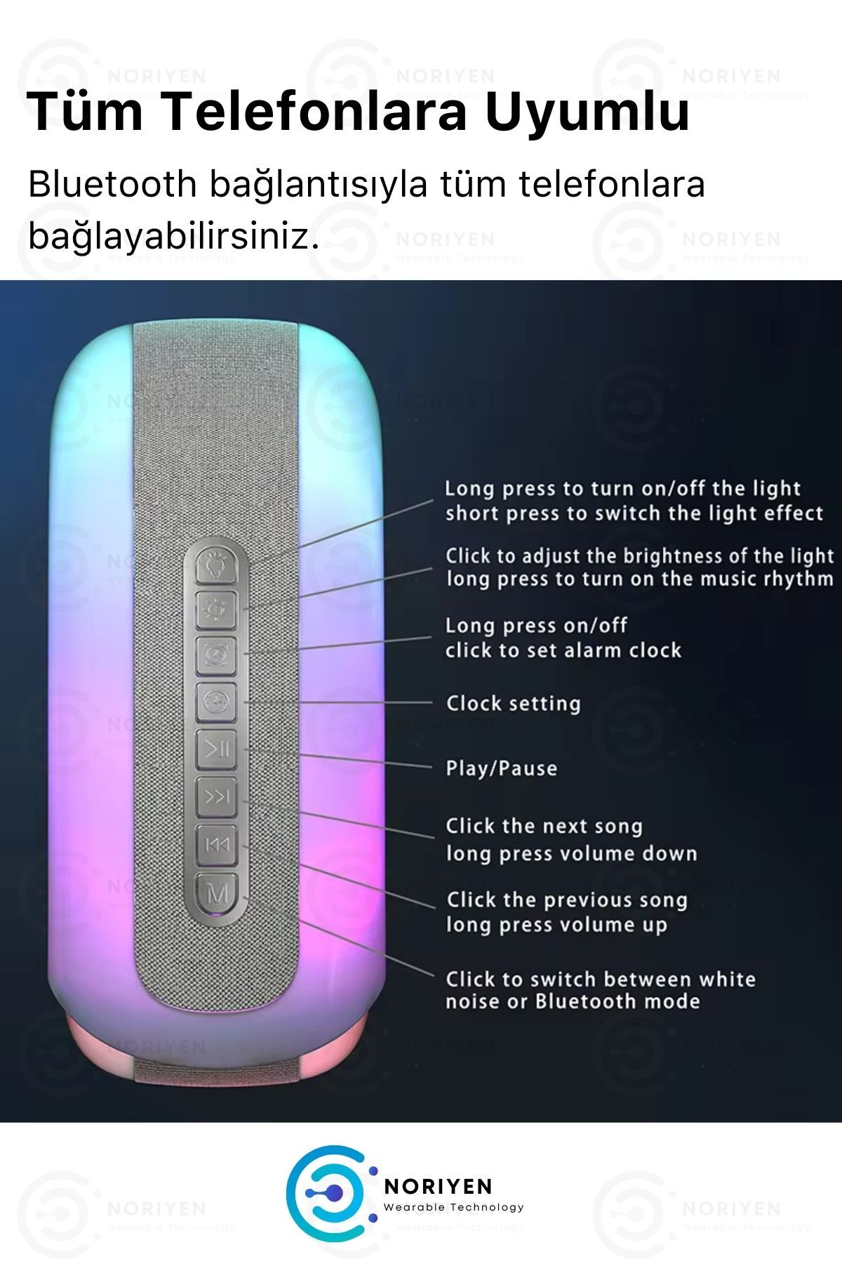 Perfect Ambiance 256 RGB LED Işıklı Akıllı Gece Lambası Salyangoz Kablosuz Şarj Bluetooth Hoparlör