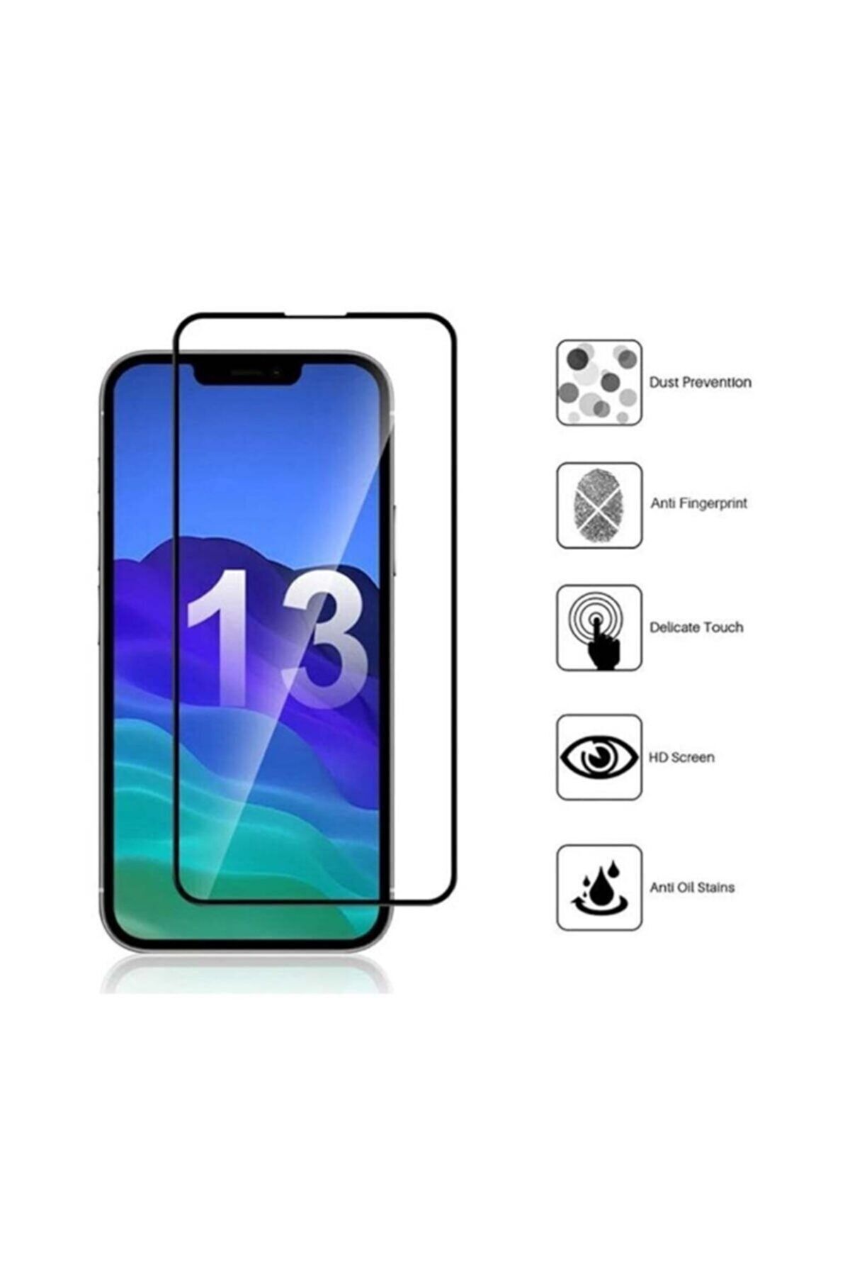 Iphone 13 Kırılmaz Cam 5d Tam Koruma Modeli Esnek Temperli Ekranı Kaplayan Ekran Koruyucu