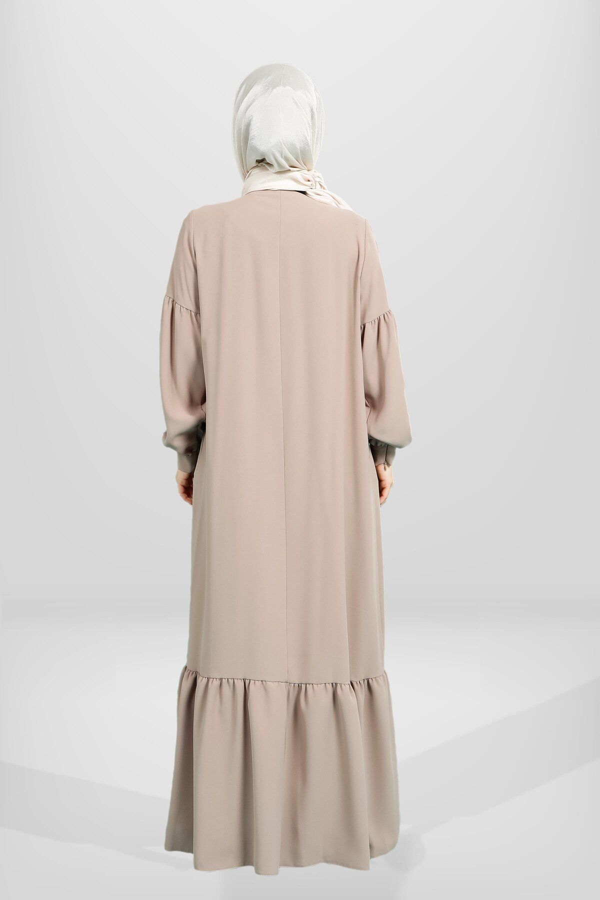 مانتو و عبای پوشیده زنانه دامن لوازم جانبی سنگ ZIPPERED VOLAN BEIGE COLOR FERACE 3887 Beyza