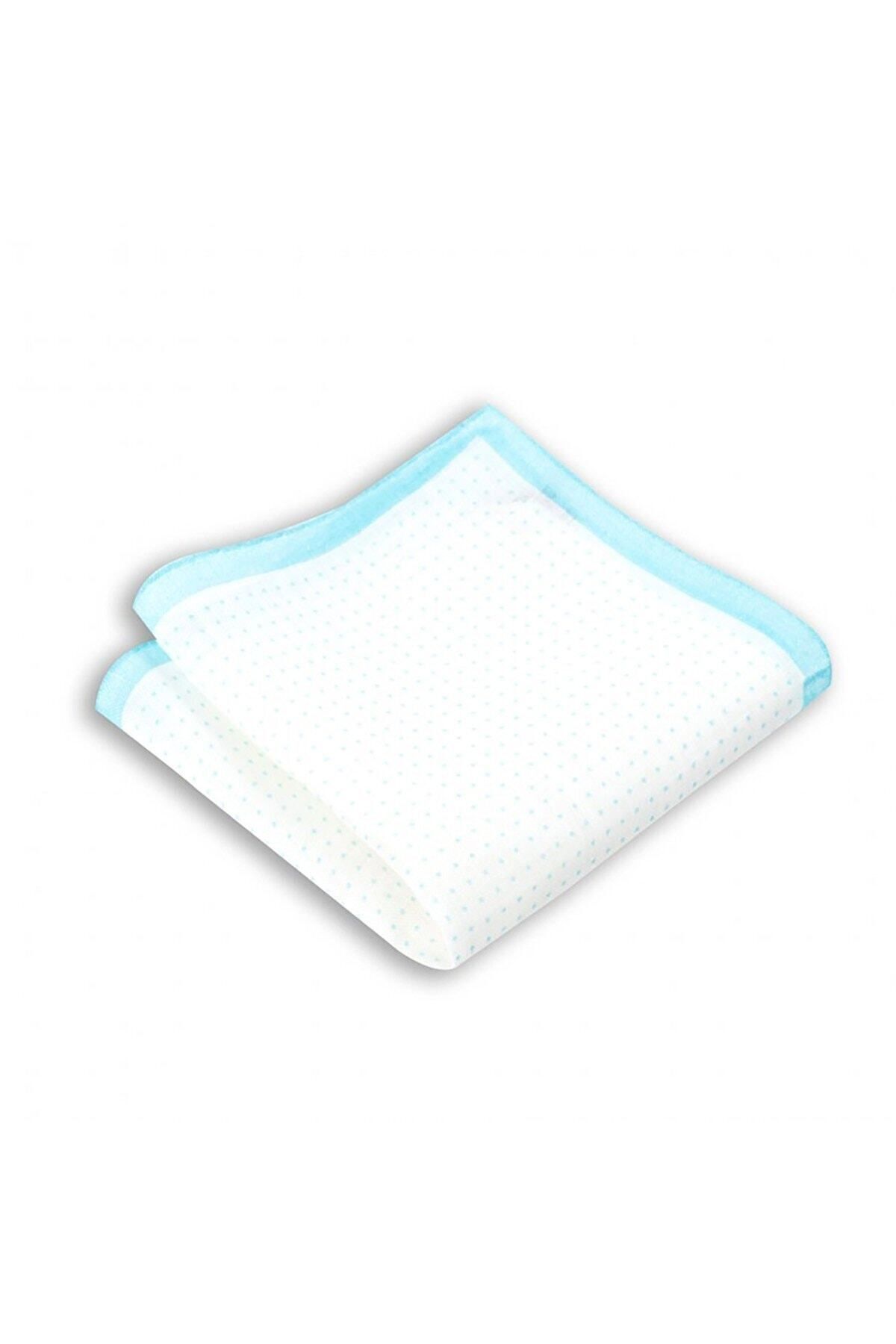  پوشت جیبی کتان با طرح خال‌خالی فیروزه‌ای، ابعاد ۳۳x۳۳ سانتی‌متر