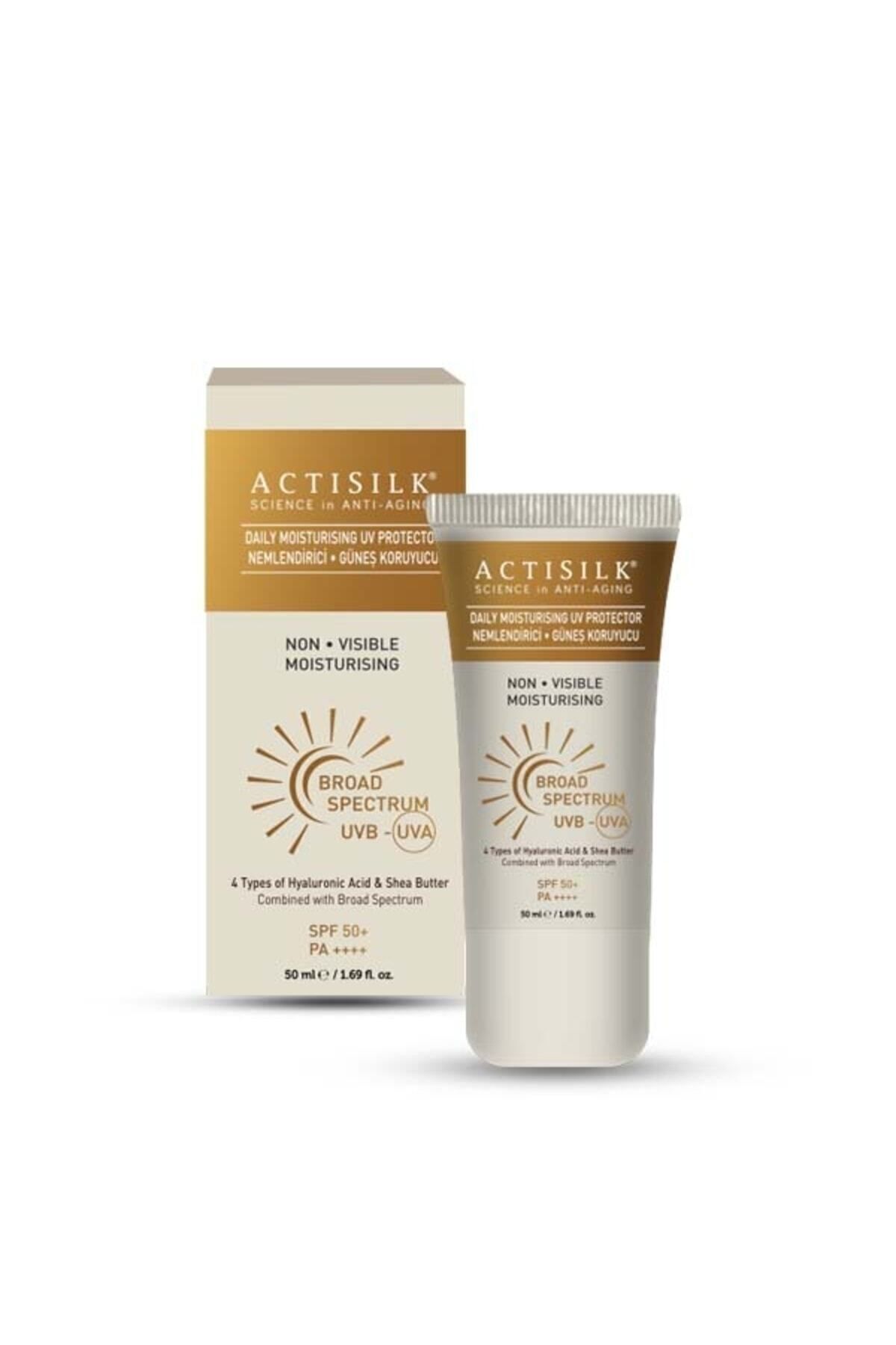Science In Anti-aging Daily Moisturizing Protector Uv Protector مرطوب کننده ضد آفتاب Spf 50 Pa ACTISILK