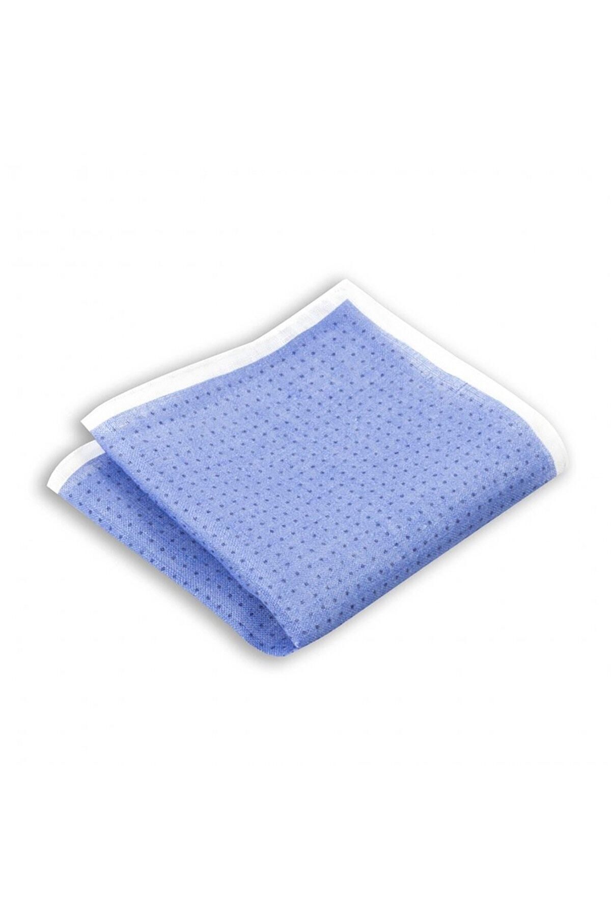  پوشت جیبی کتان طرح‌دار نقطه آبی، ابعاد ۳۳x۳۳ سانتی‌متر