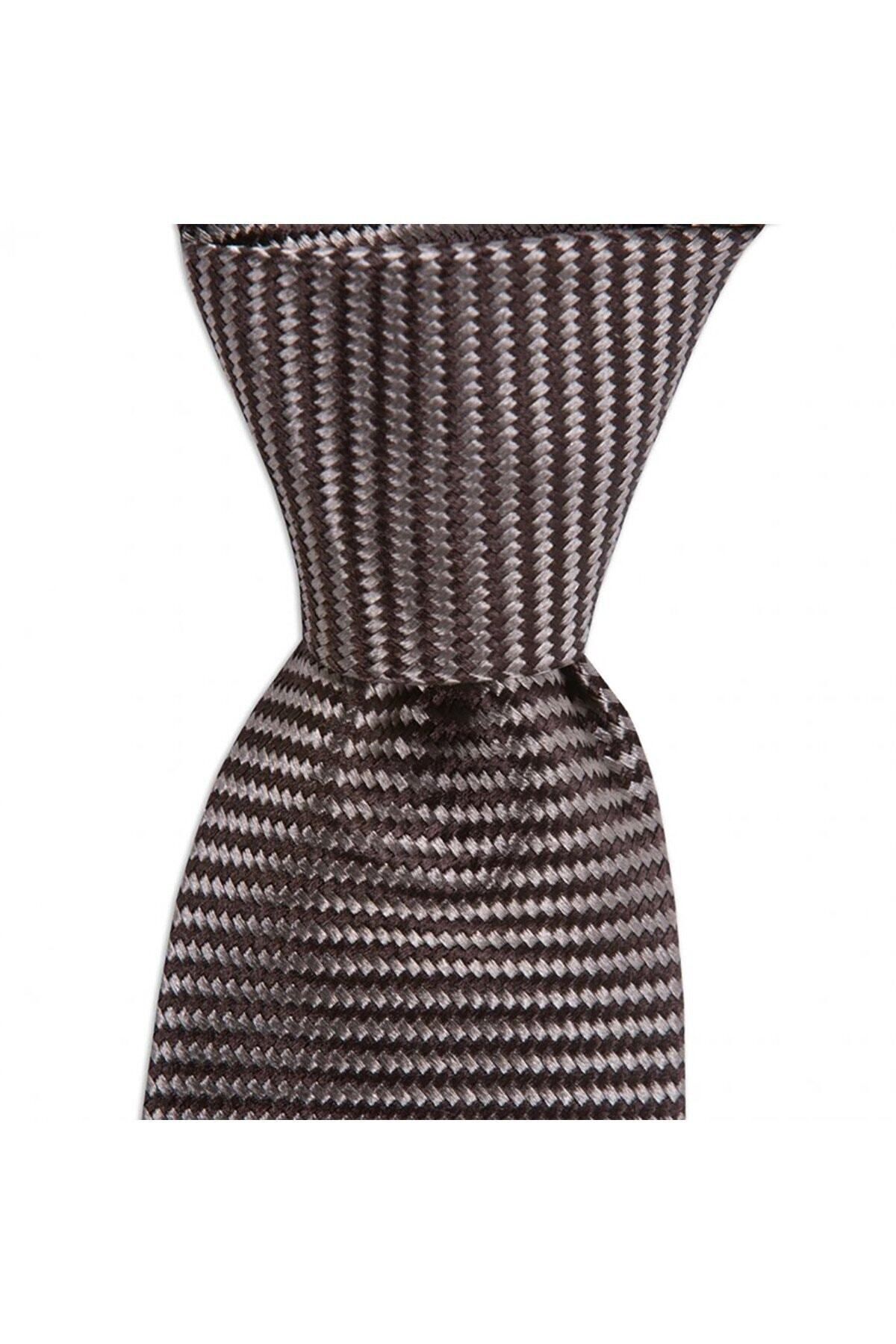  کراوات ابریشمی قهوه‌ای پهن ۷.۵ سانتی‌متری