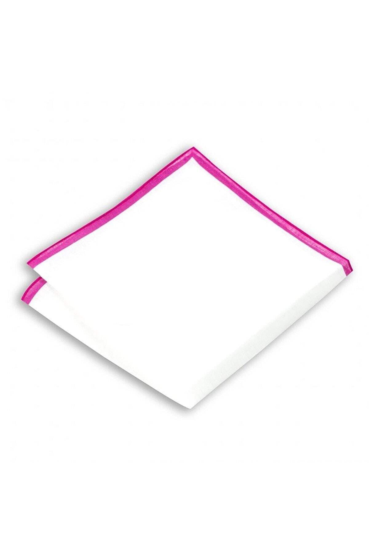  پوشت جیبی کتانی طرح فوشیا، لبه راه راه، ۳۳ در ۳۳ سانتی‌متر