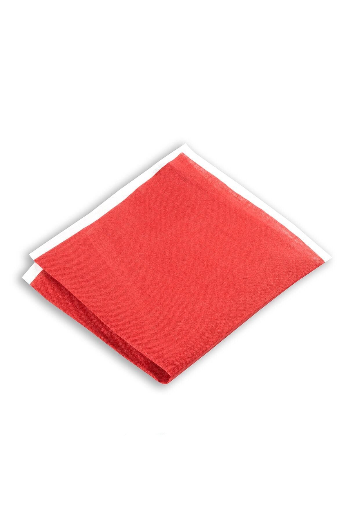  پوشت جیبی کتانی به رنگ کاشی، ابعاد ۳۳x۳۳ سانتی‌متر