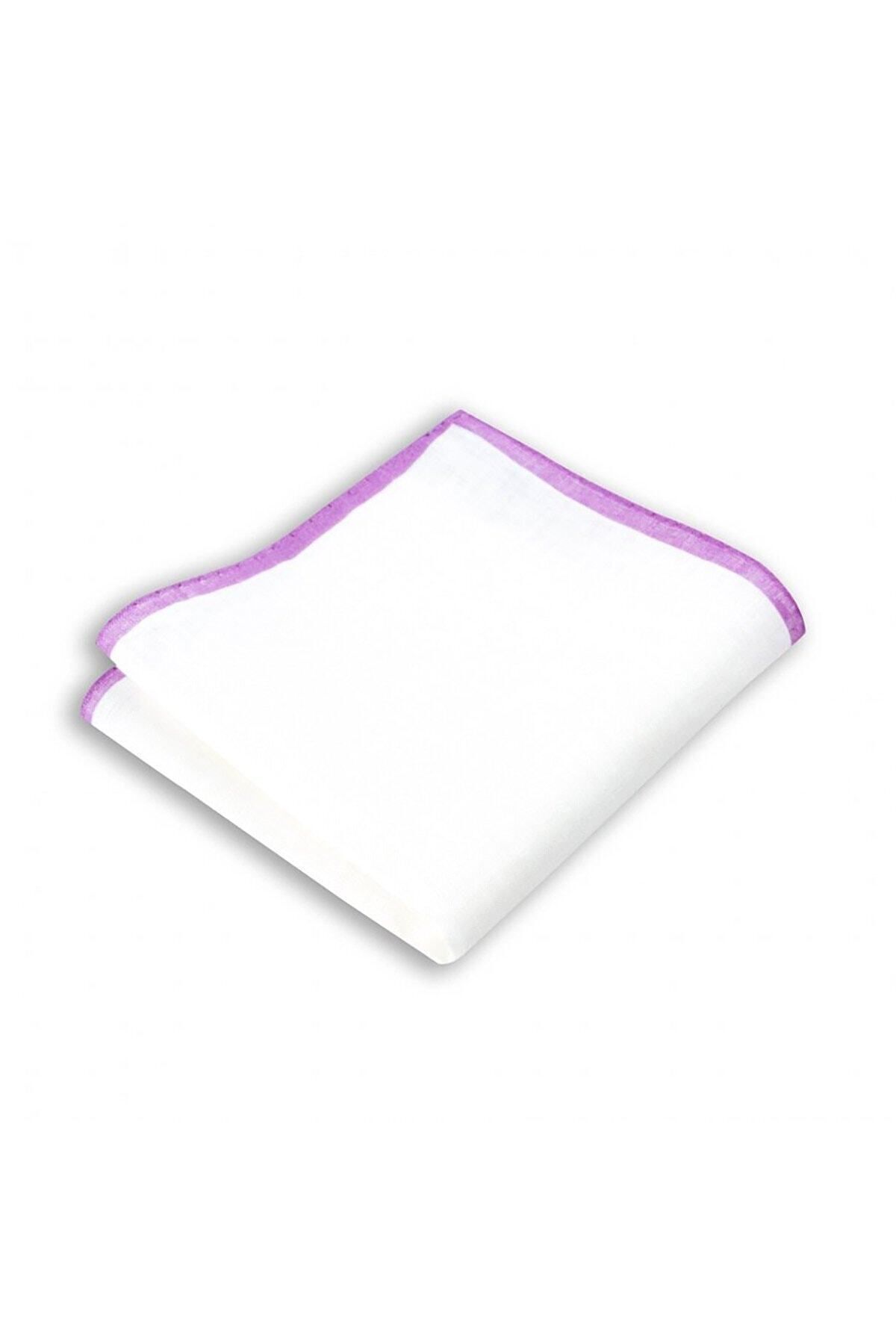  پوشت جیبی کتانی راه راه بنفش، ابعاد ۳۳x۳۳ سانتی‌متر